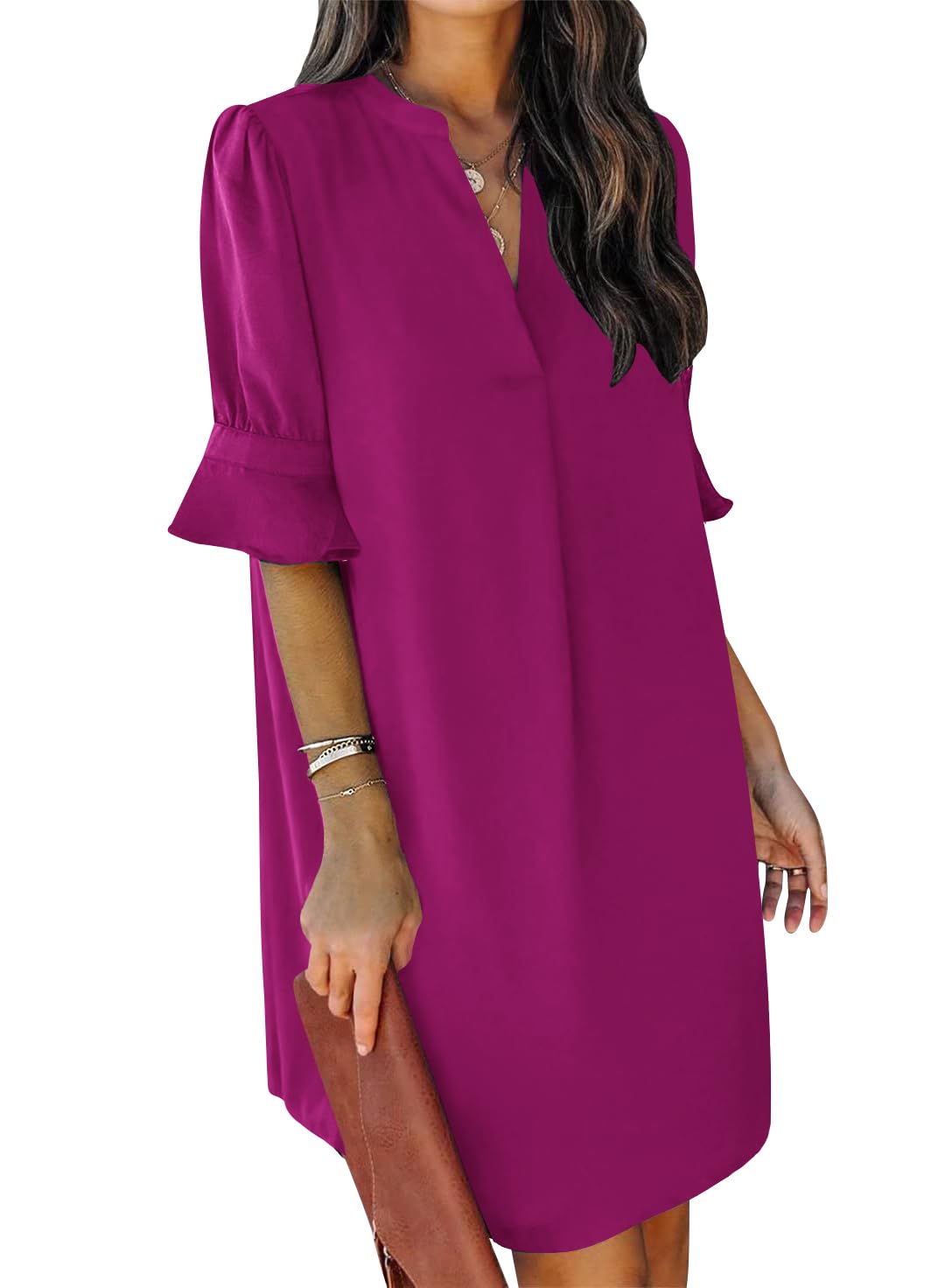 Ruffle Sleeve Shift Dress