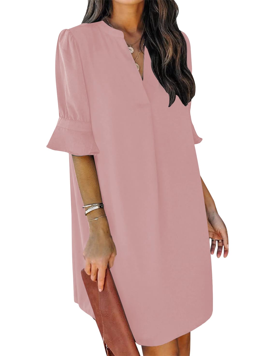 Ruffle Sleeve Shift Dress