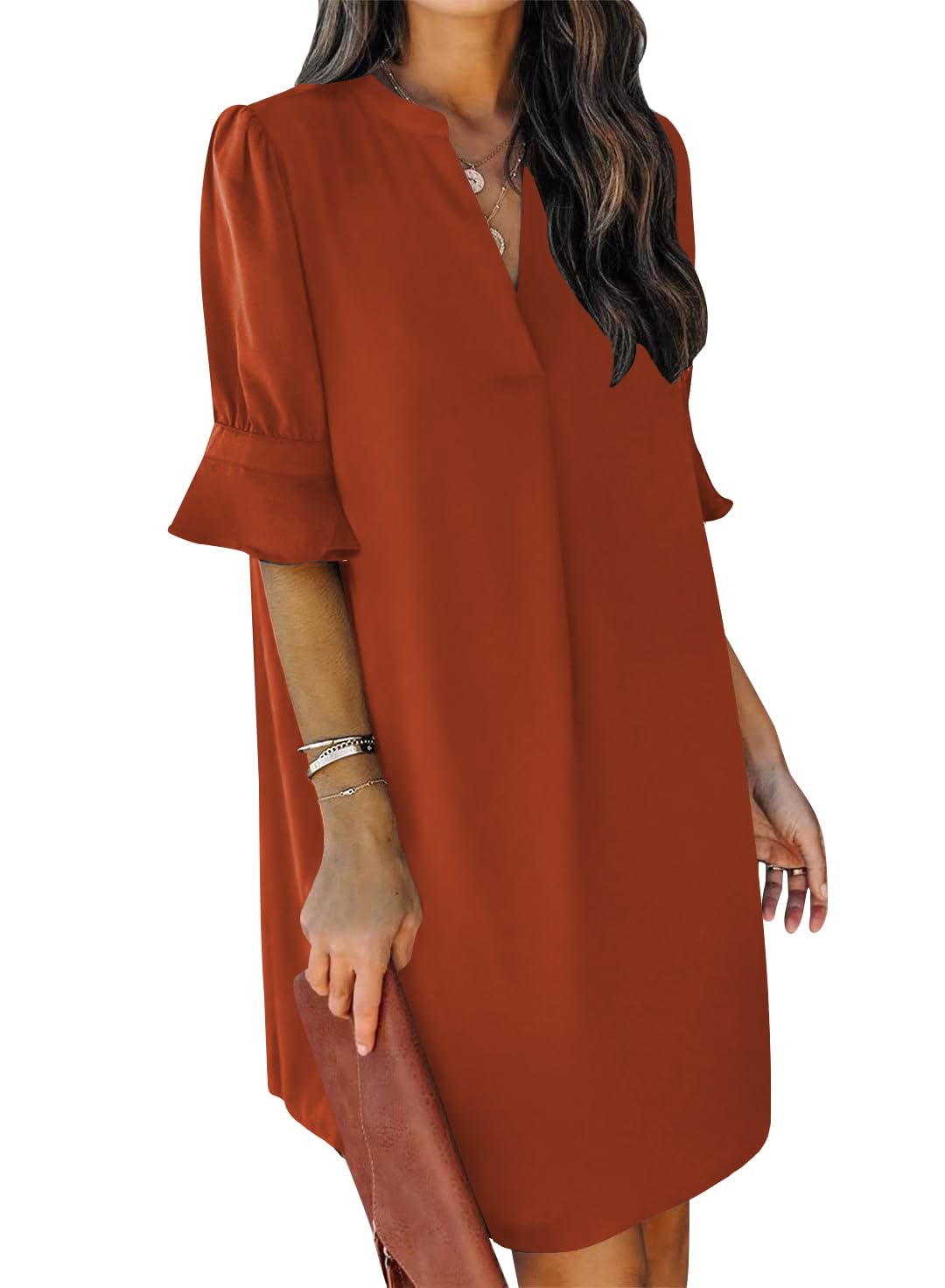 Ruffle Sleeve Shift Dress