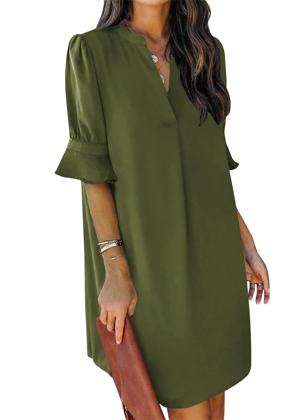 Ruffle Sleeve Shift Dress