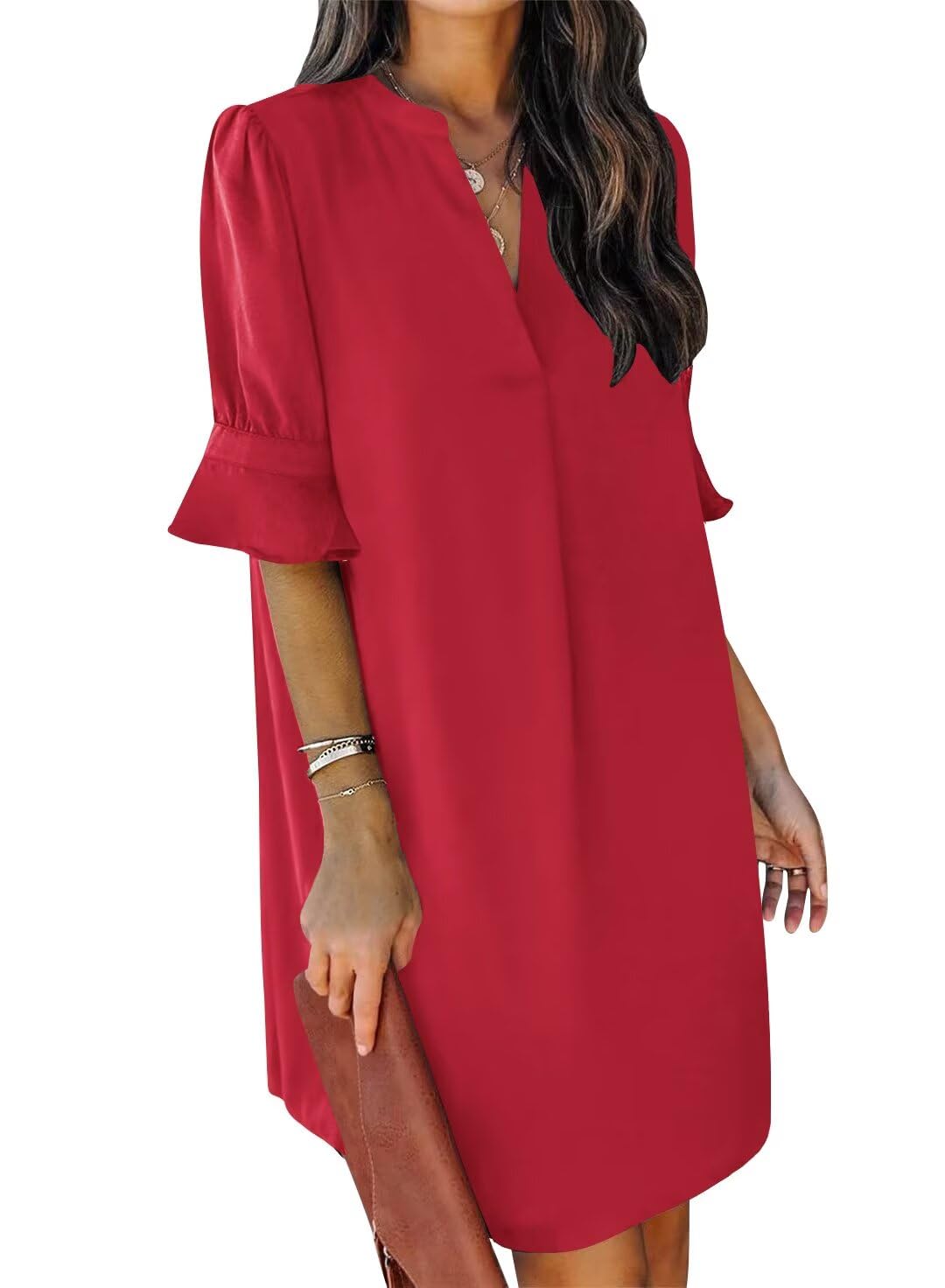 Ruffle Sleeve Shift Dress