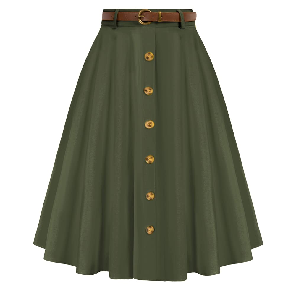 Vintage A-Line Midi Skirt