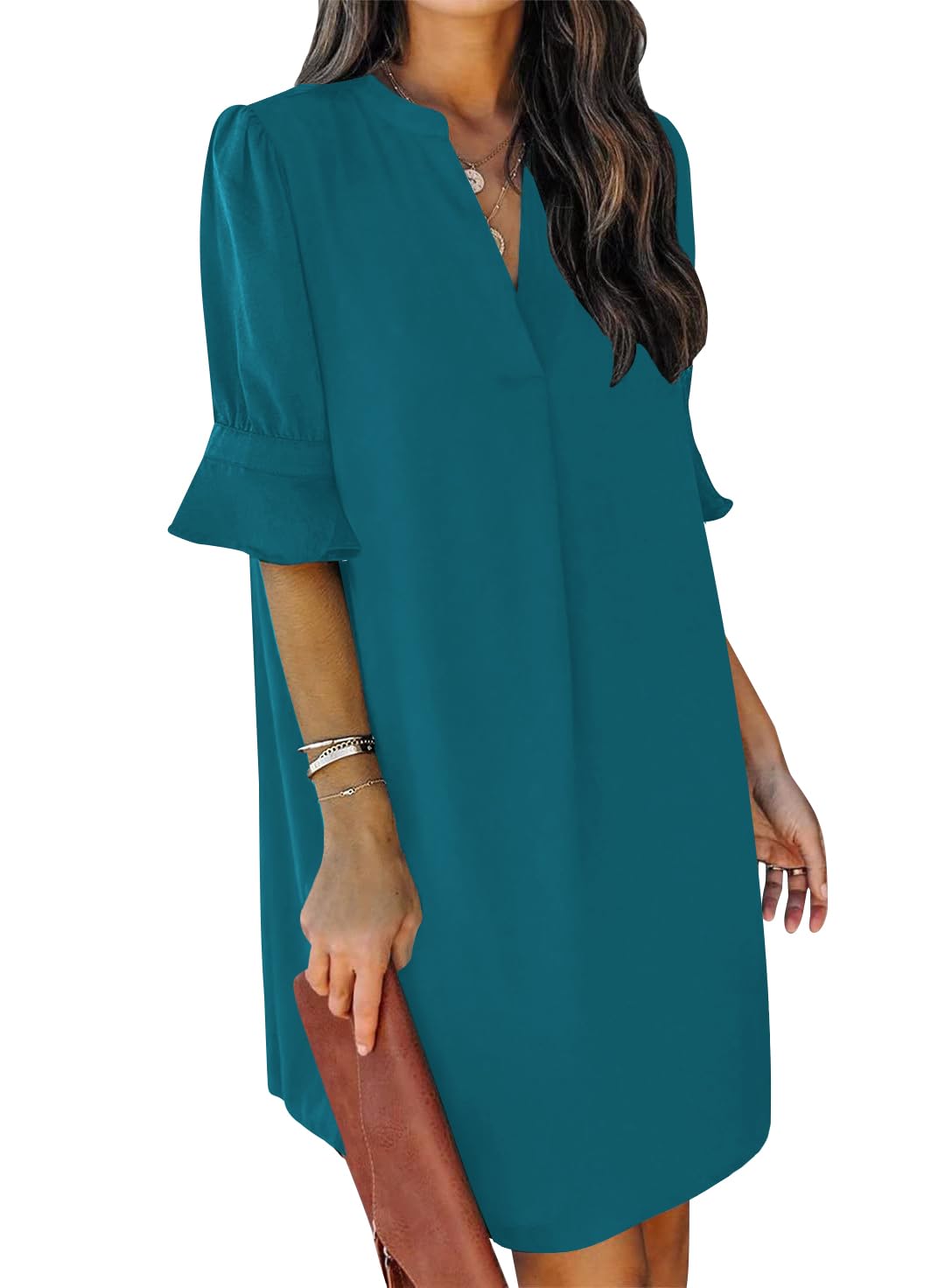 Ruffle Sleeve Shift Dress