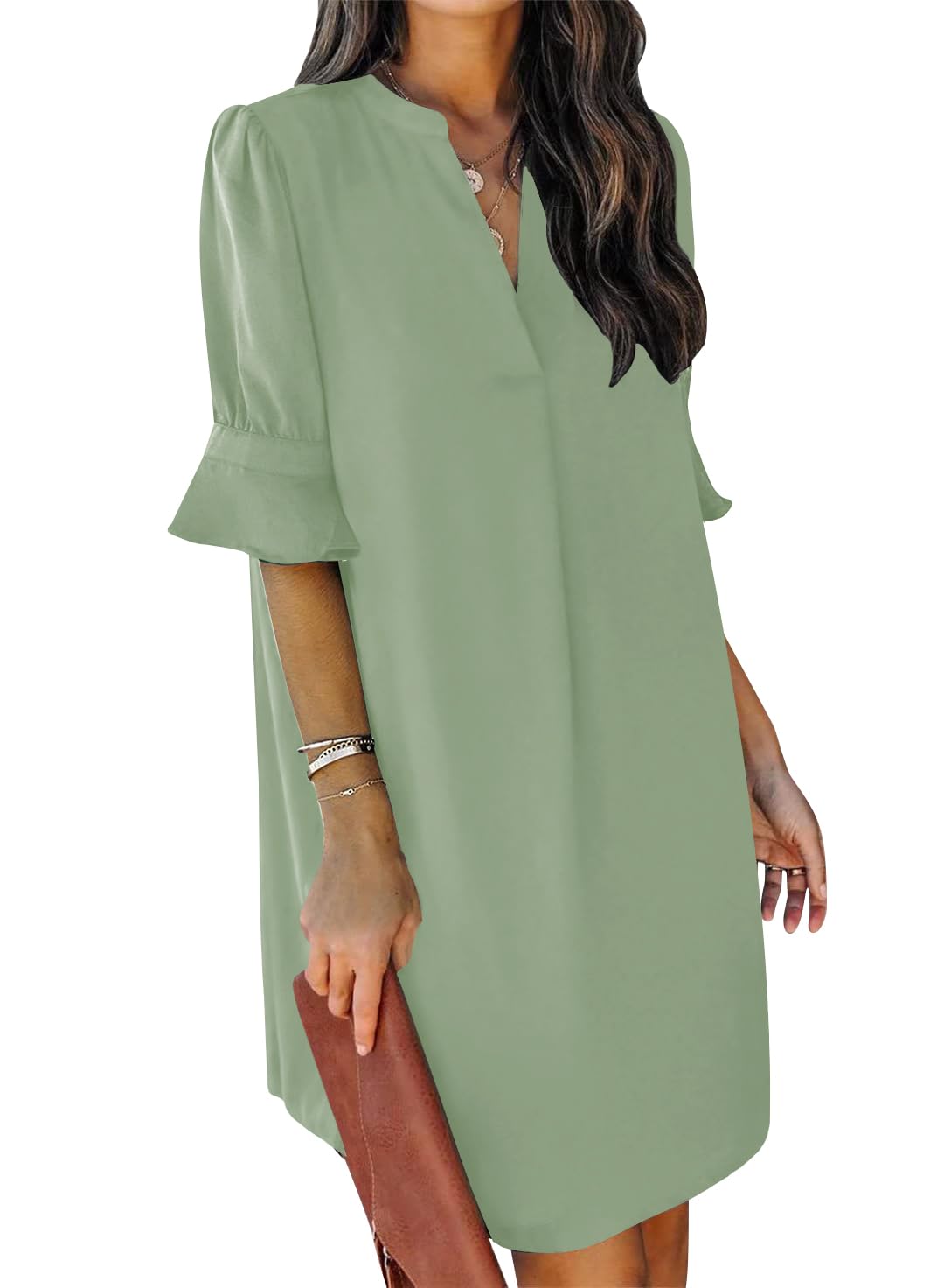 Ruffle Sleeve Shift Dress