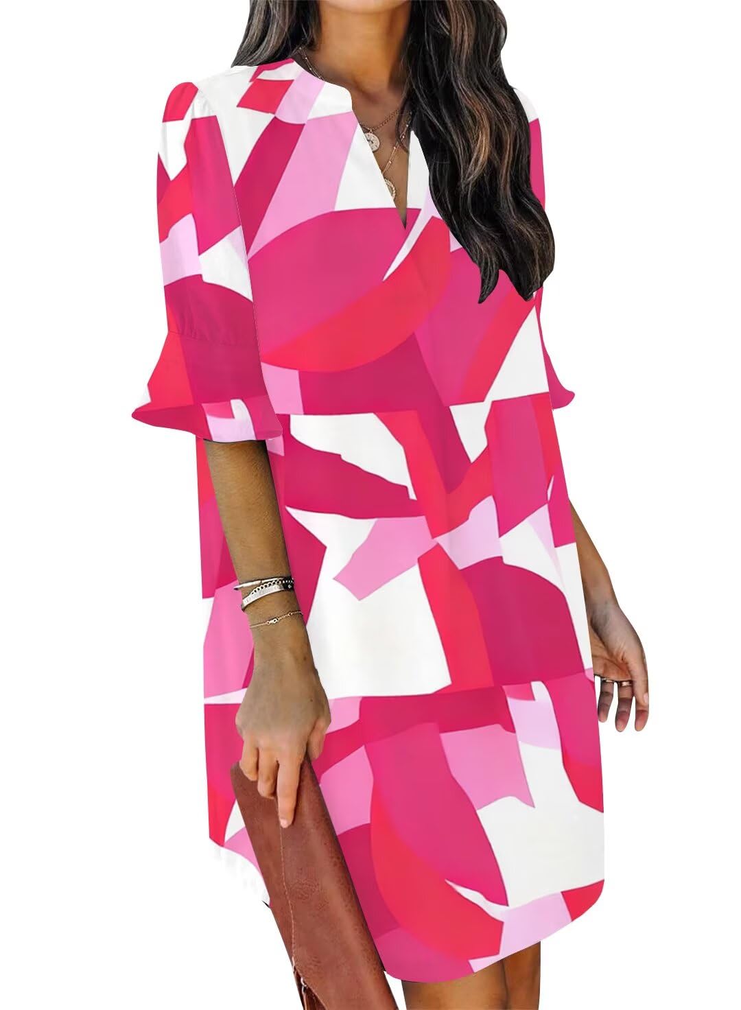 Ruffle Sleeve Shift Dress
