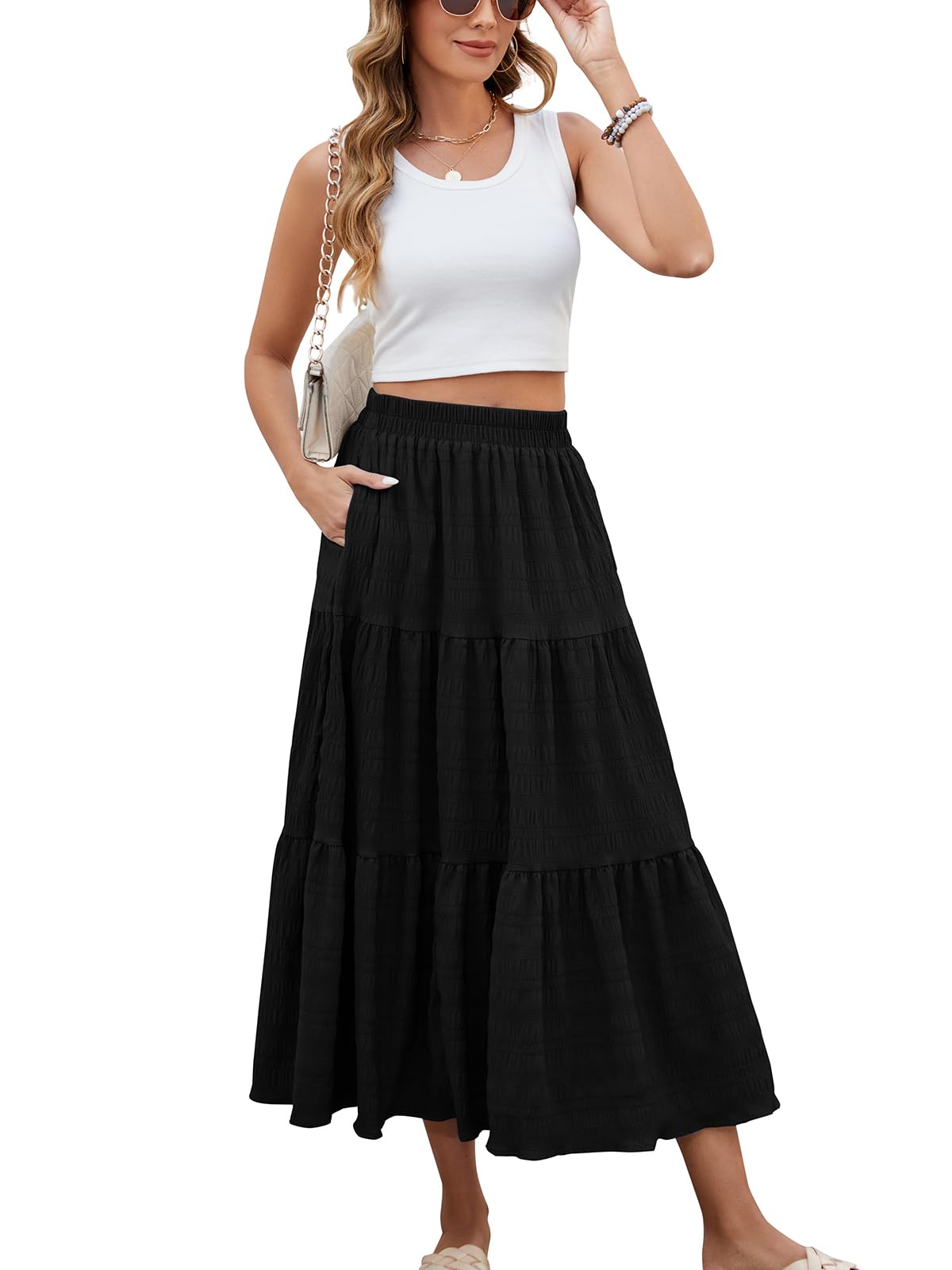 Tiered Flowy Maxi Skirt
