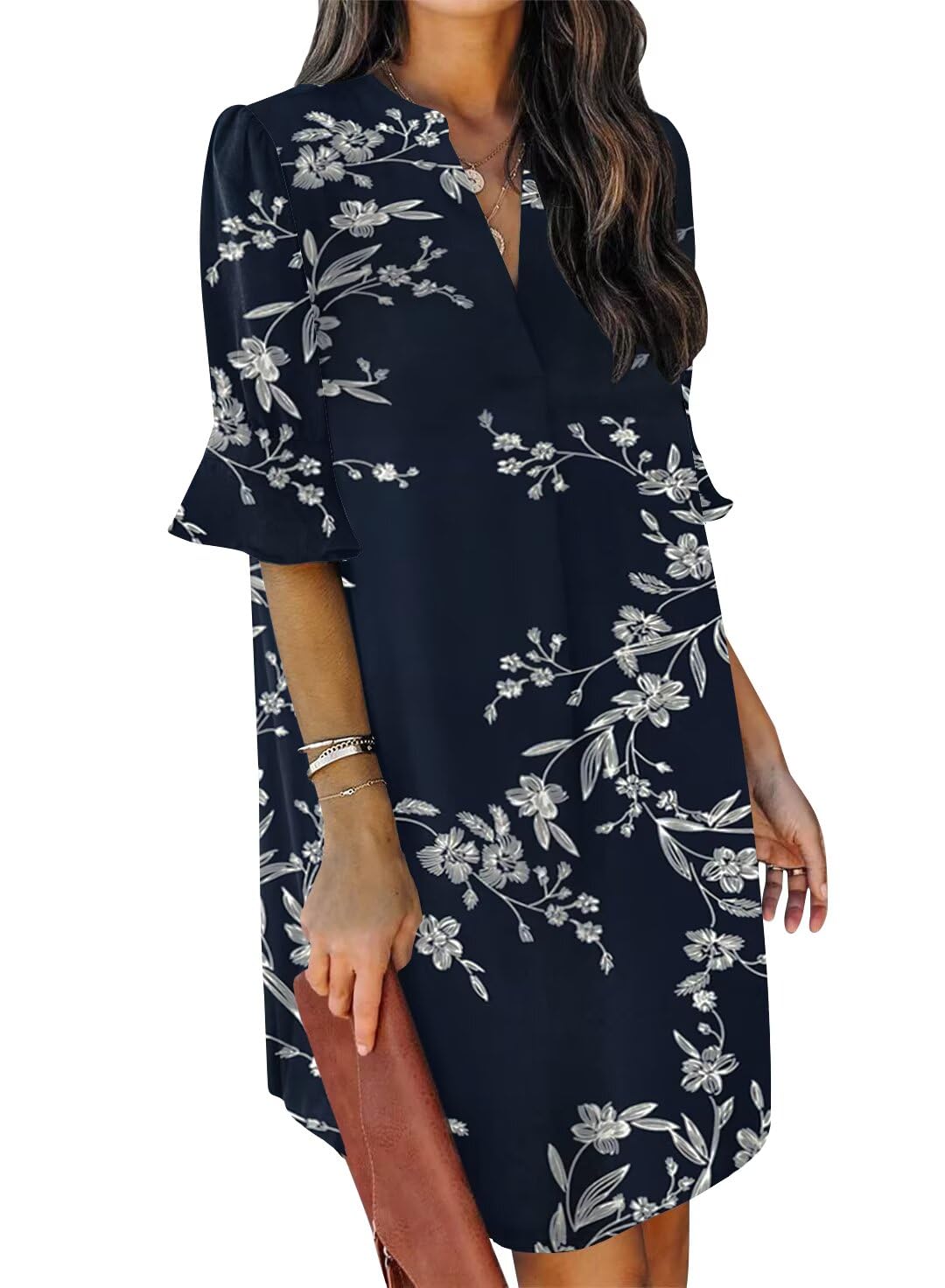 Ruffle Sleeve Shift Dress