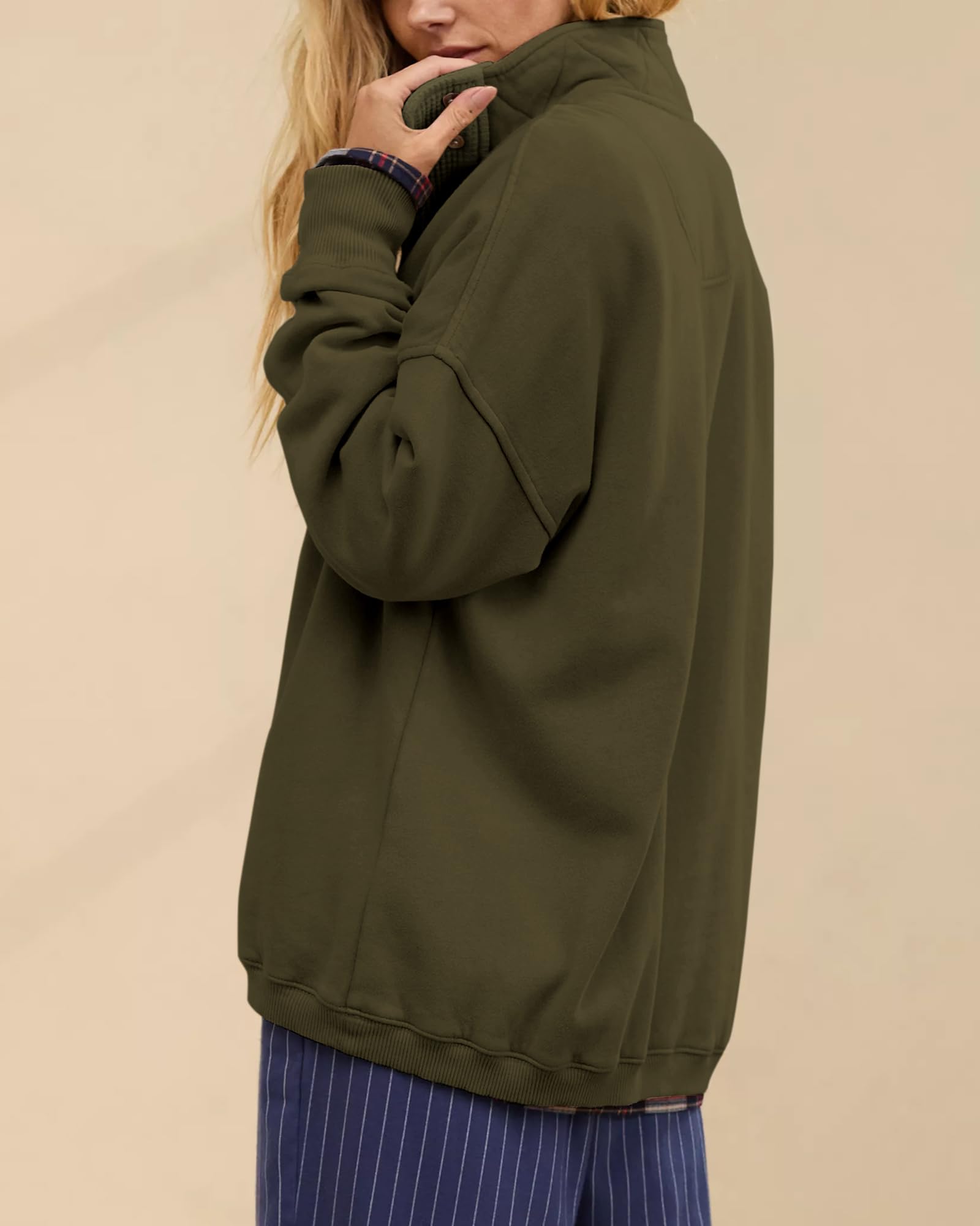 Oversized Henley Sweatshirt