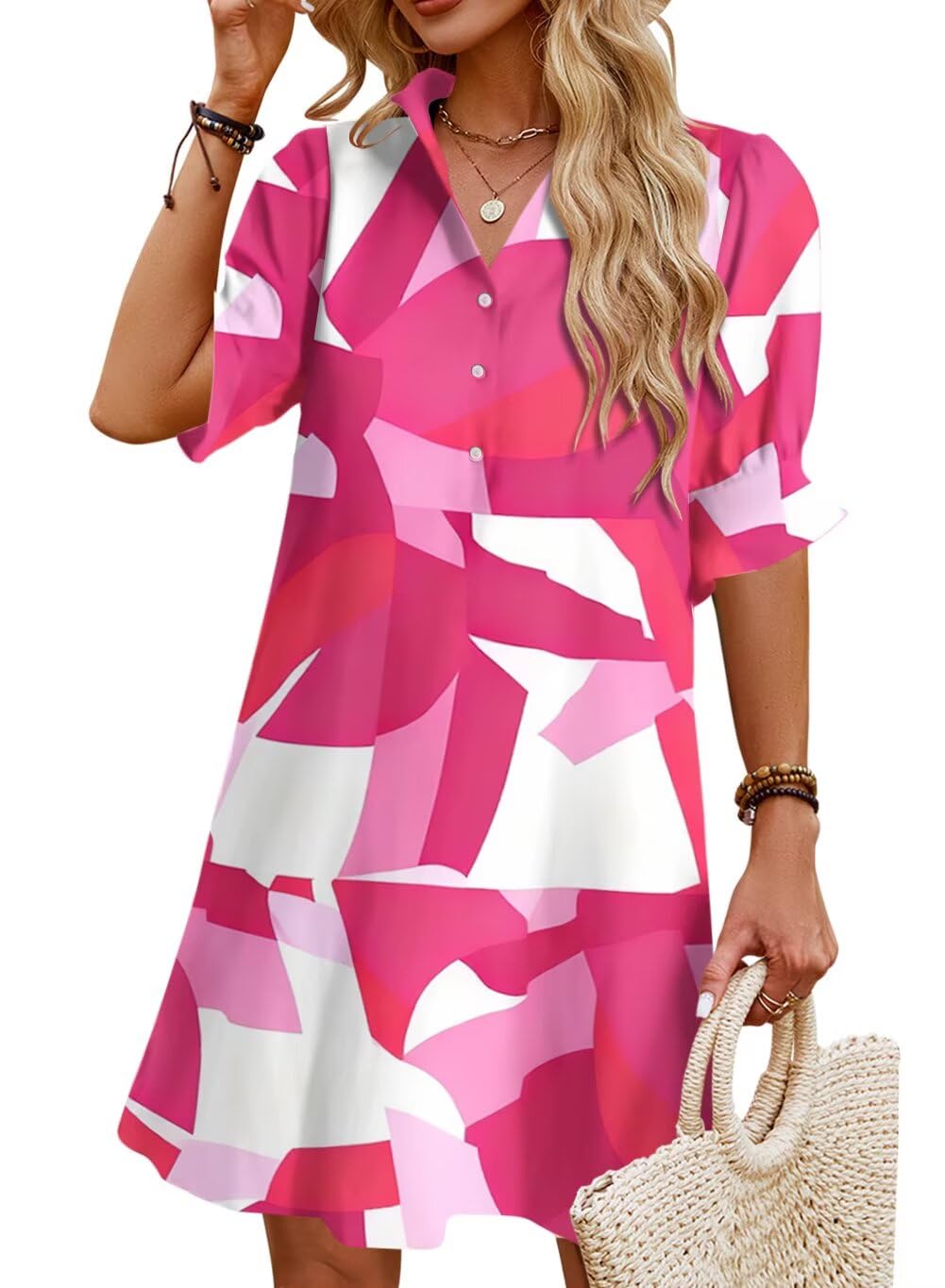 Ruffle Button Down Shirt Dress