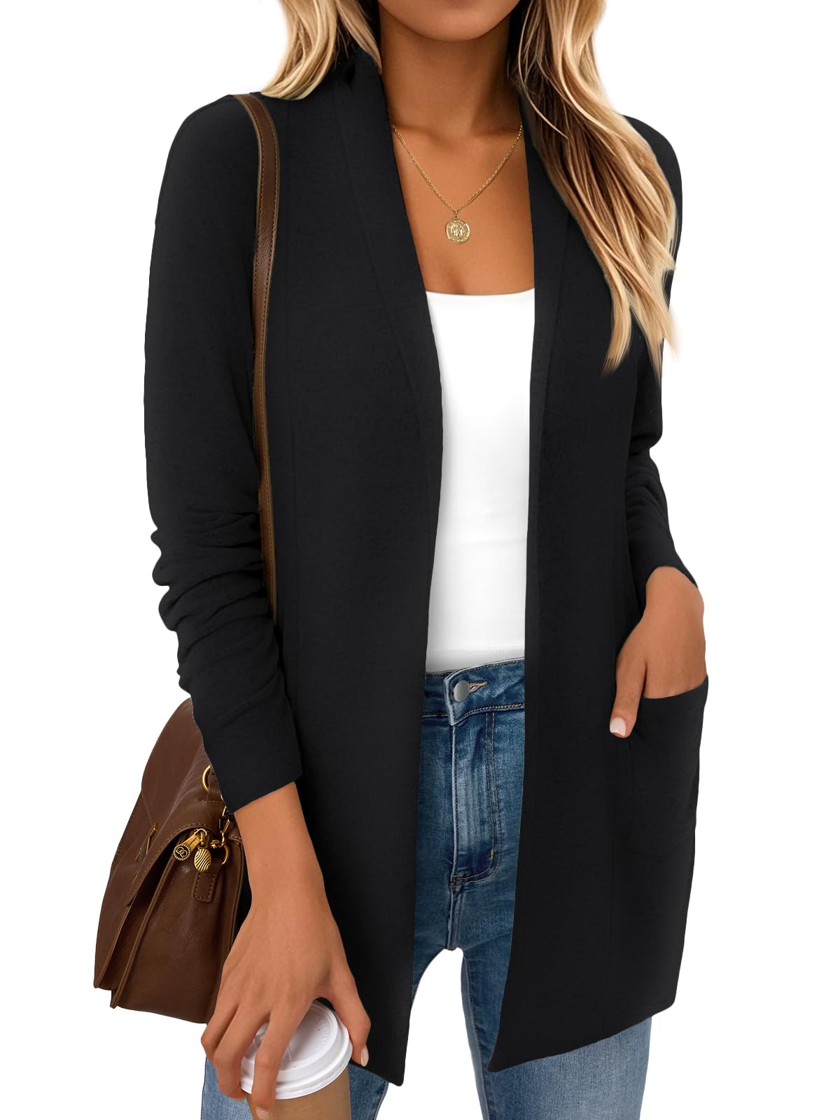 Lightweight Open Front Cardigan