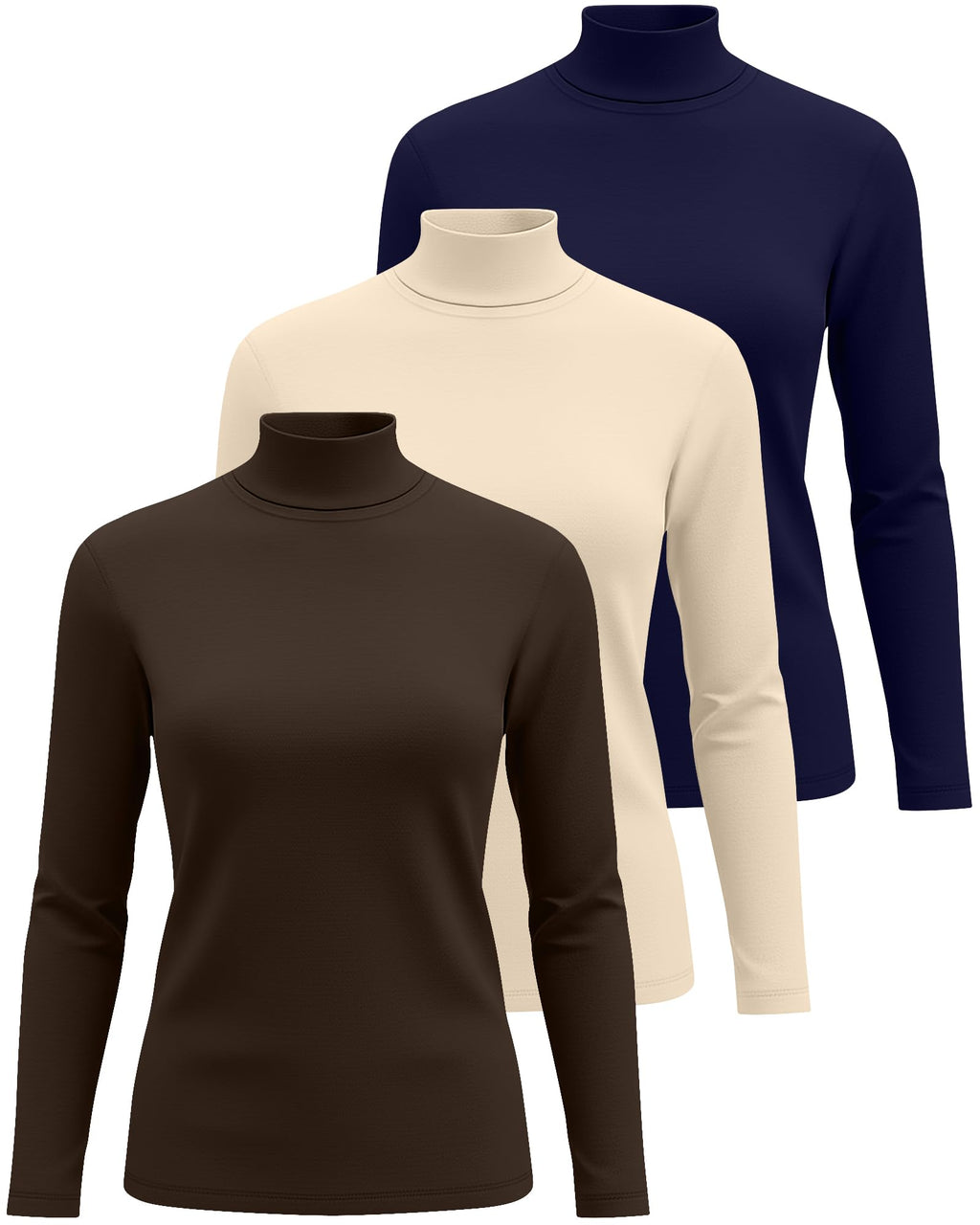 3-Pack Cotton Turtleneck Tops