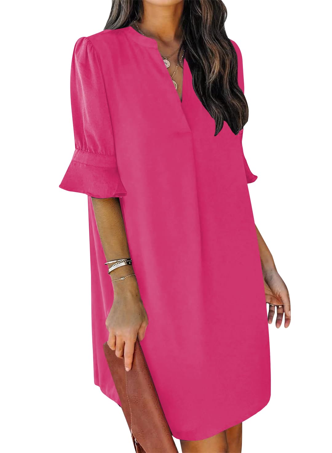 Ruffle Sleeve Shift Dress