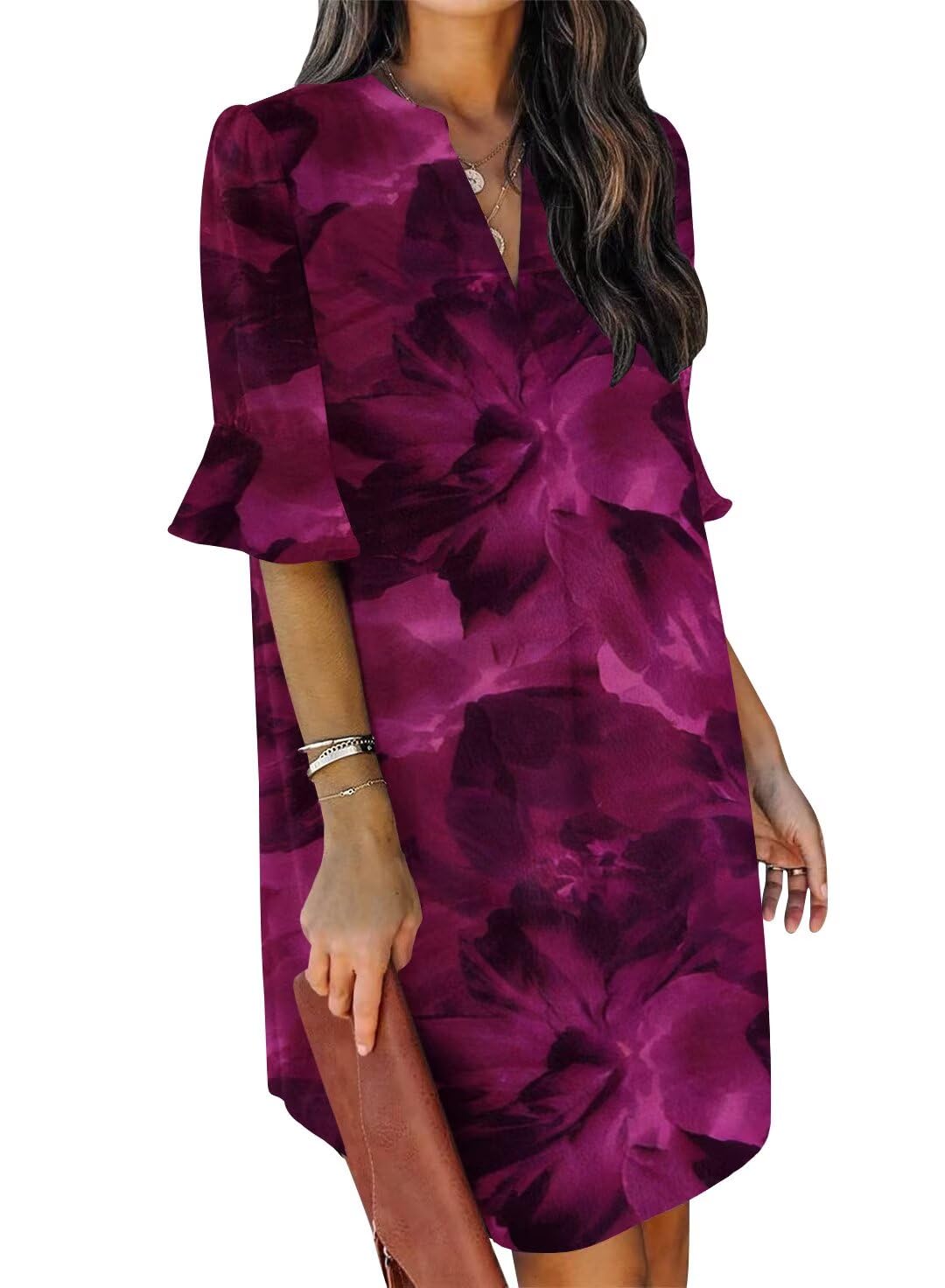 Ruffle Sleeve Shift Dress