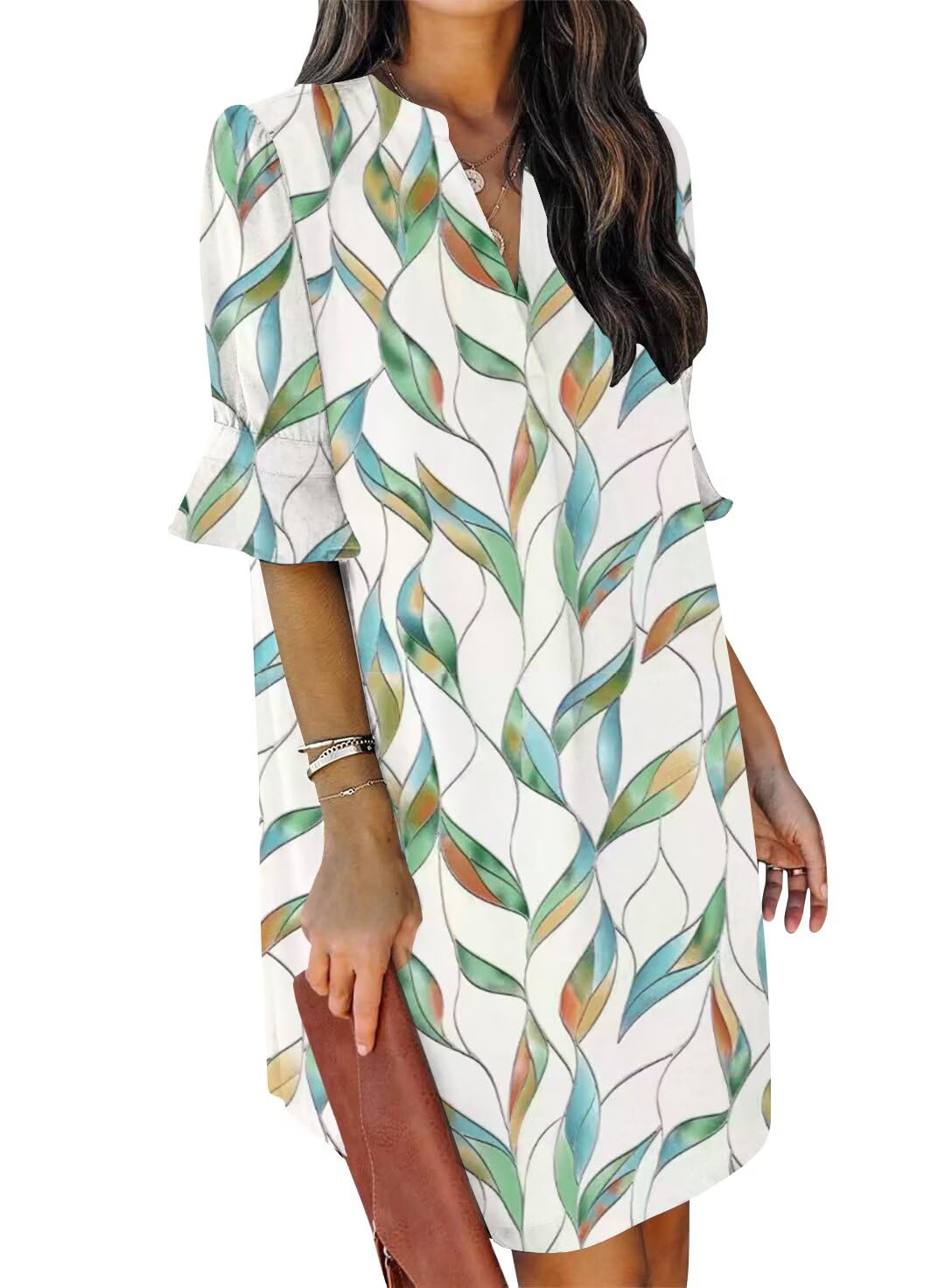 Ruffle Sleeve Shift Dress