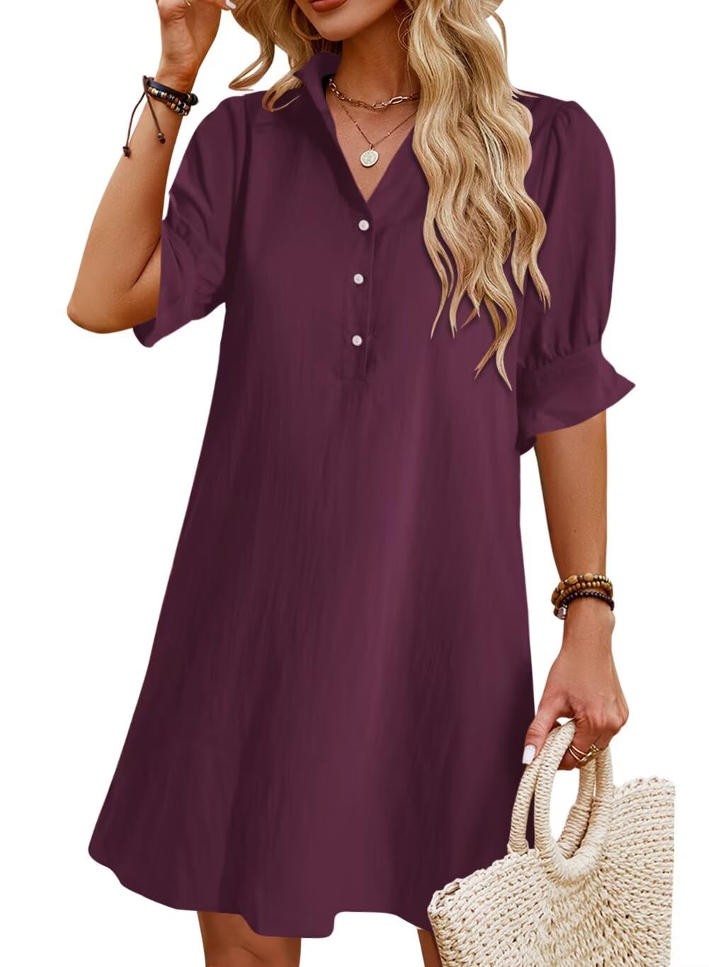 Ruffle Button Down Shirt Dress