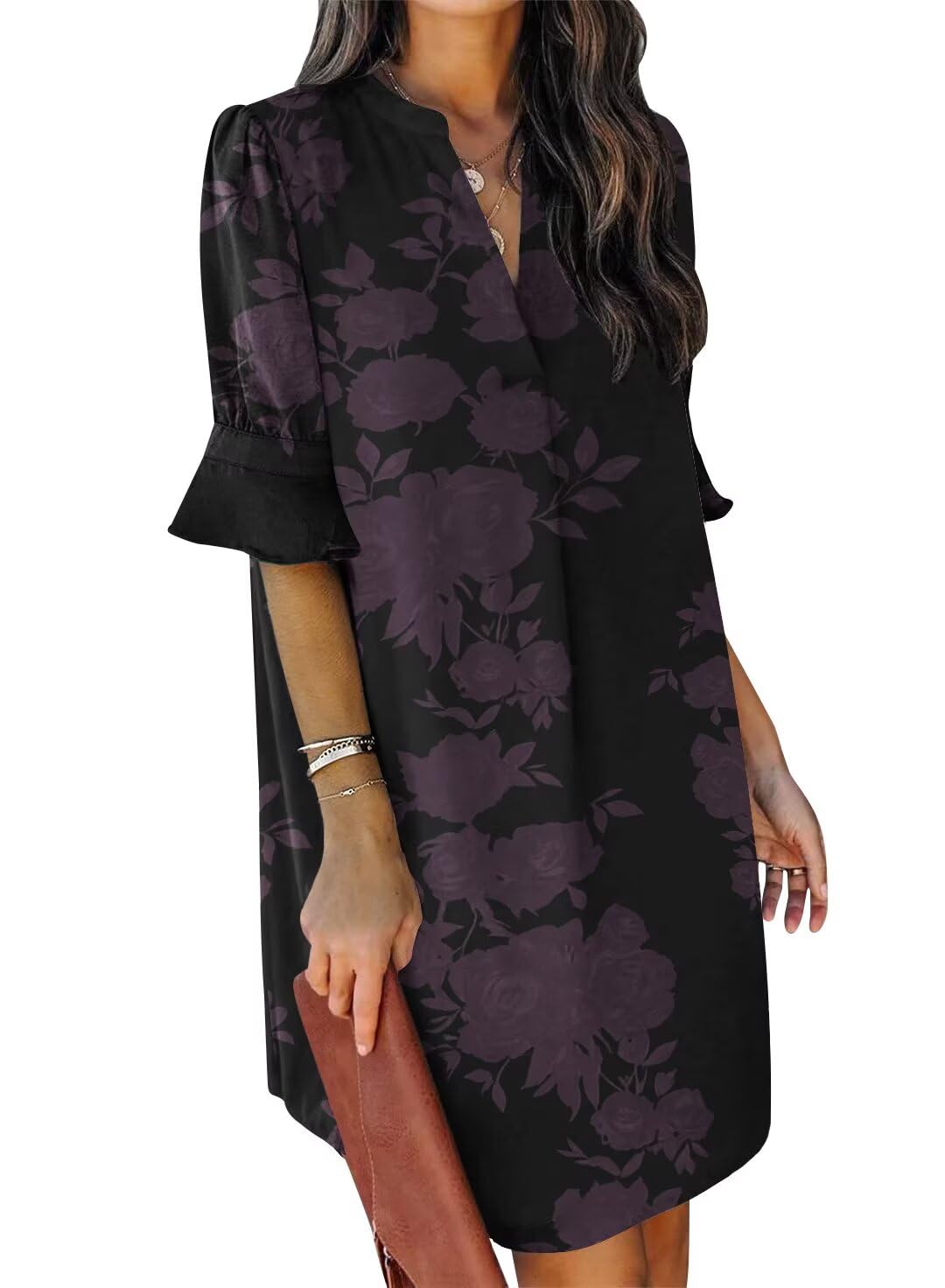 Ruffle Sleeve Shift Dress