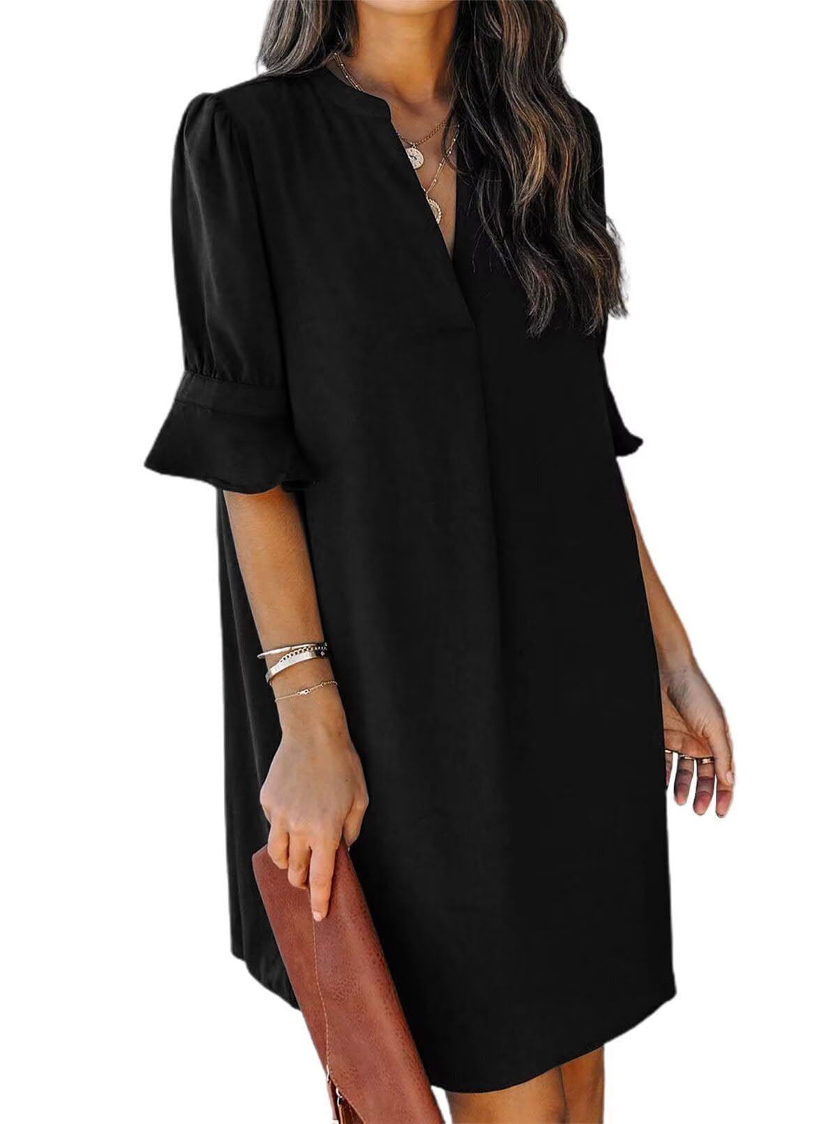 Ruffle Sleeve Shift Dress