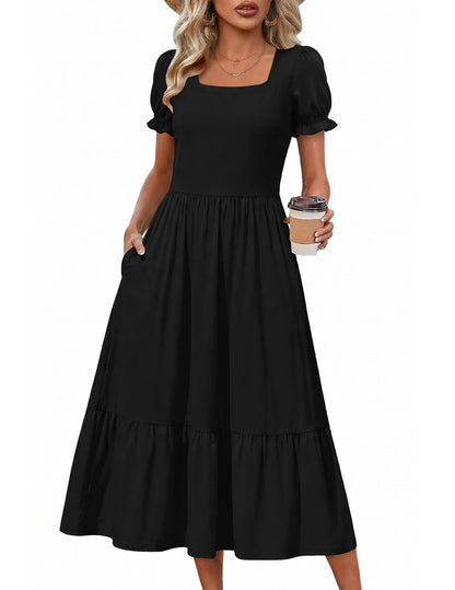 Tiered Flowy Midi Dress