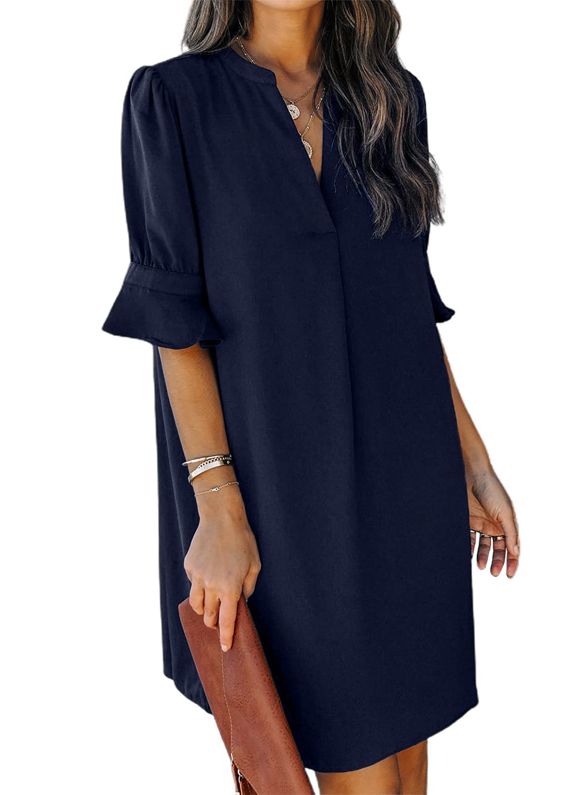 Ruffle Sleeve Shift Dress