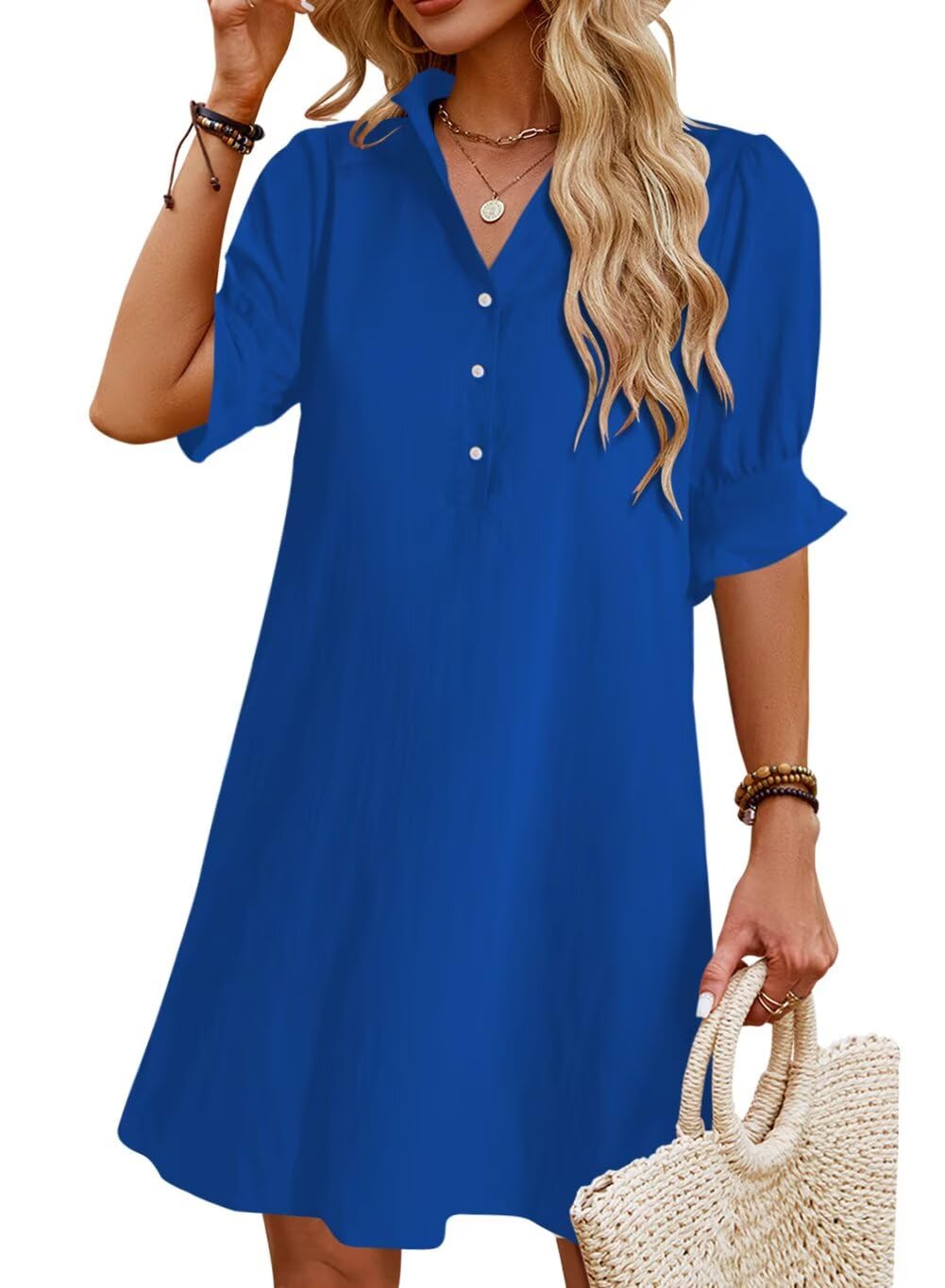 Ruffle Button Down Shirt Dress