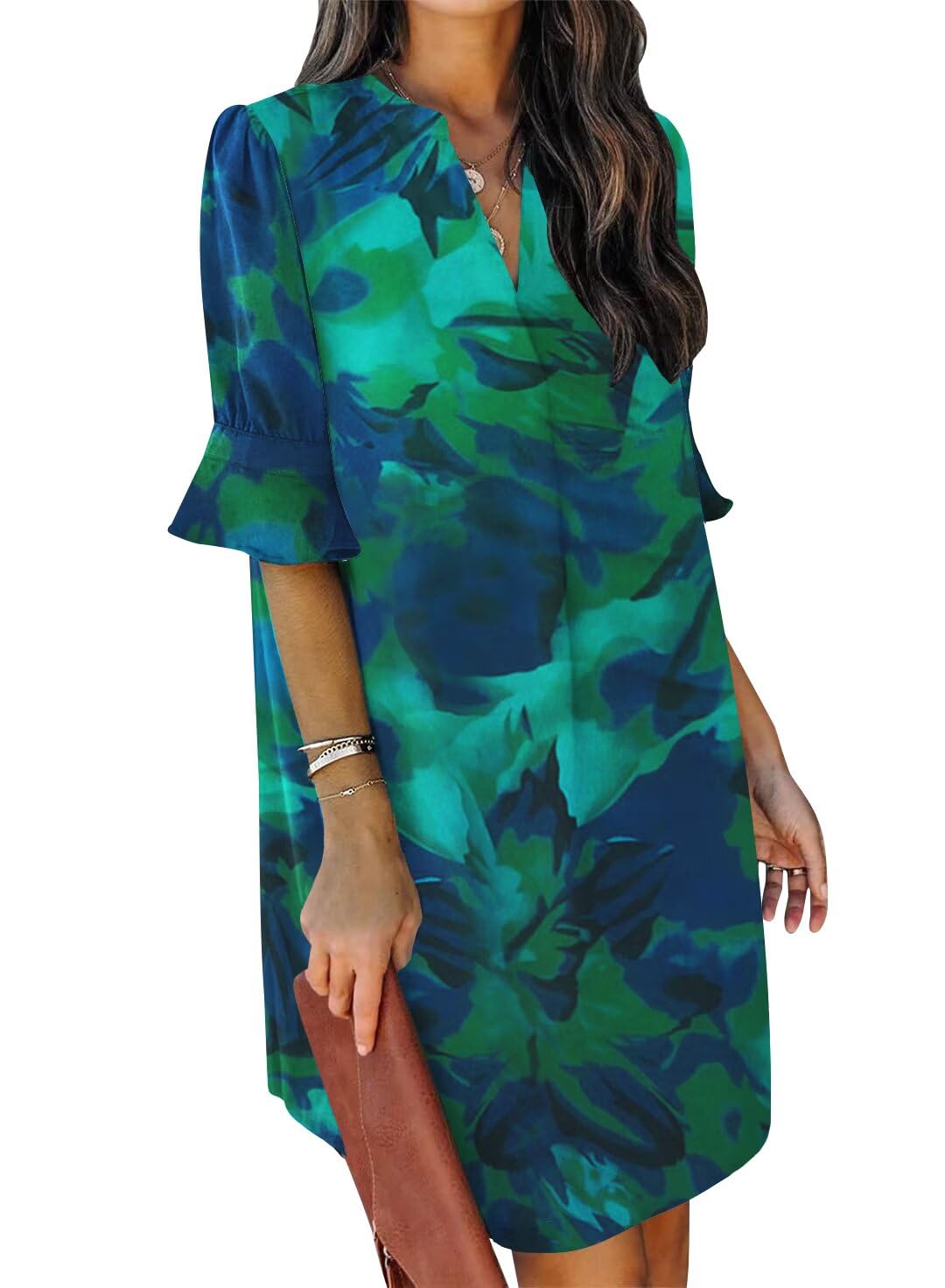 Ruffle Sleeve Shift Dress