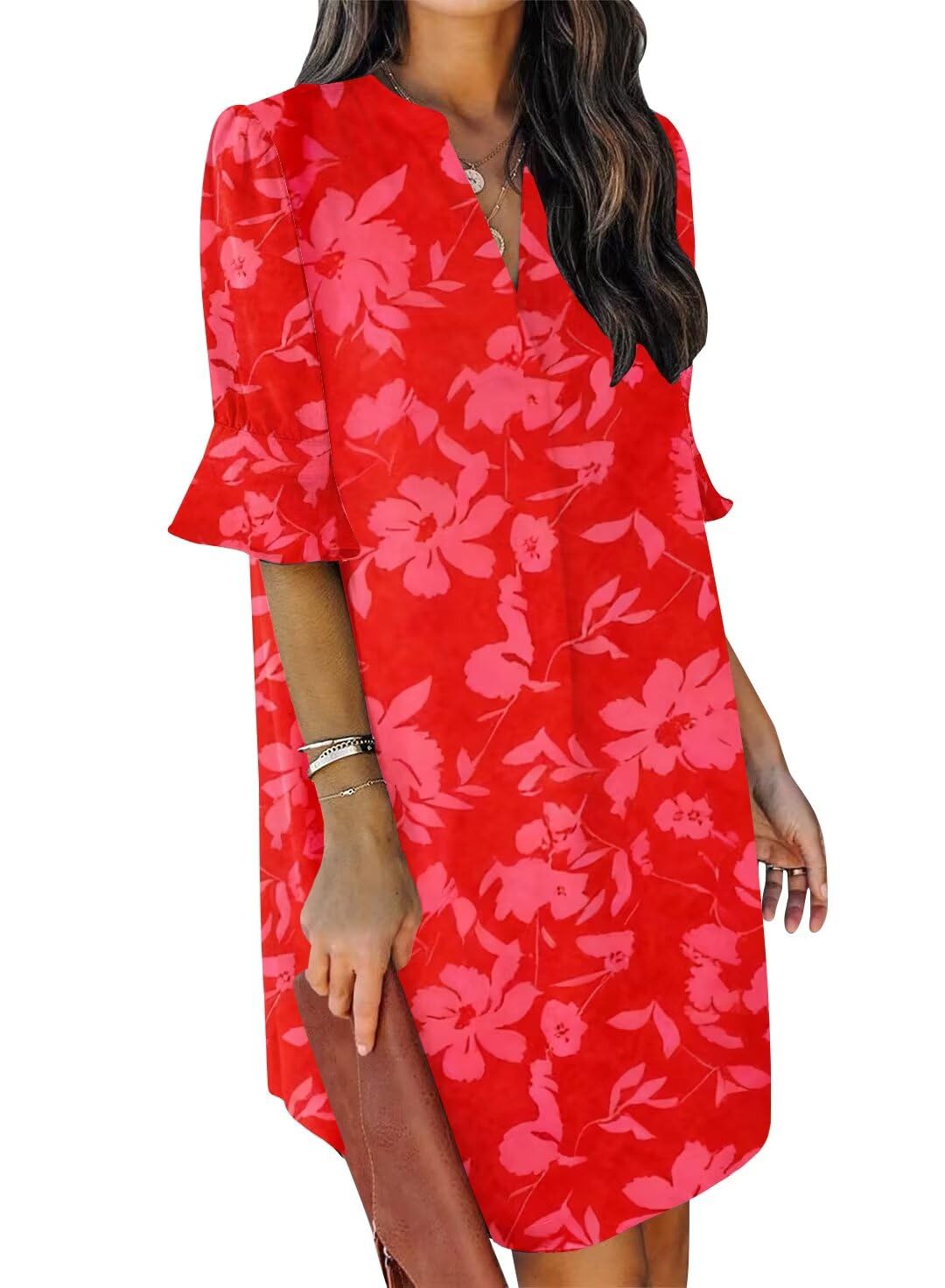 Ruffle Sleeve Shift Dress