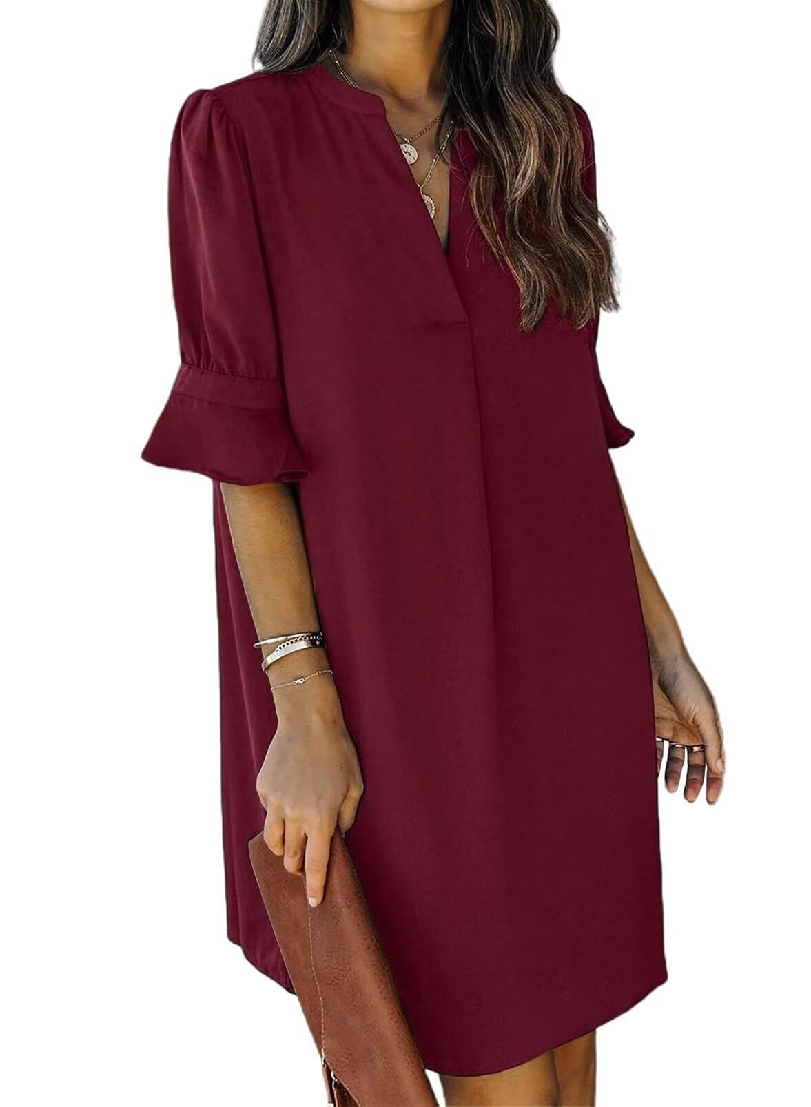 Ruffle Sleeve Shift Dress