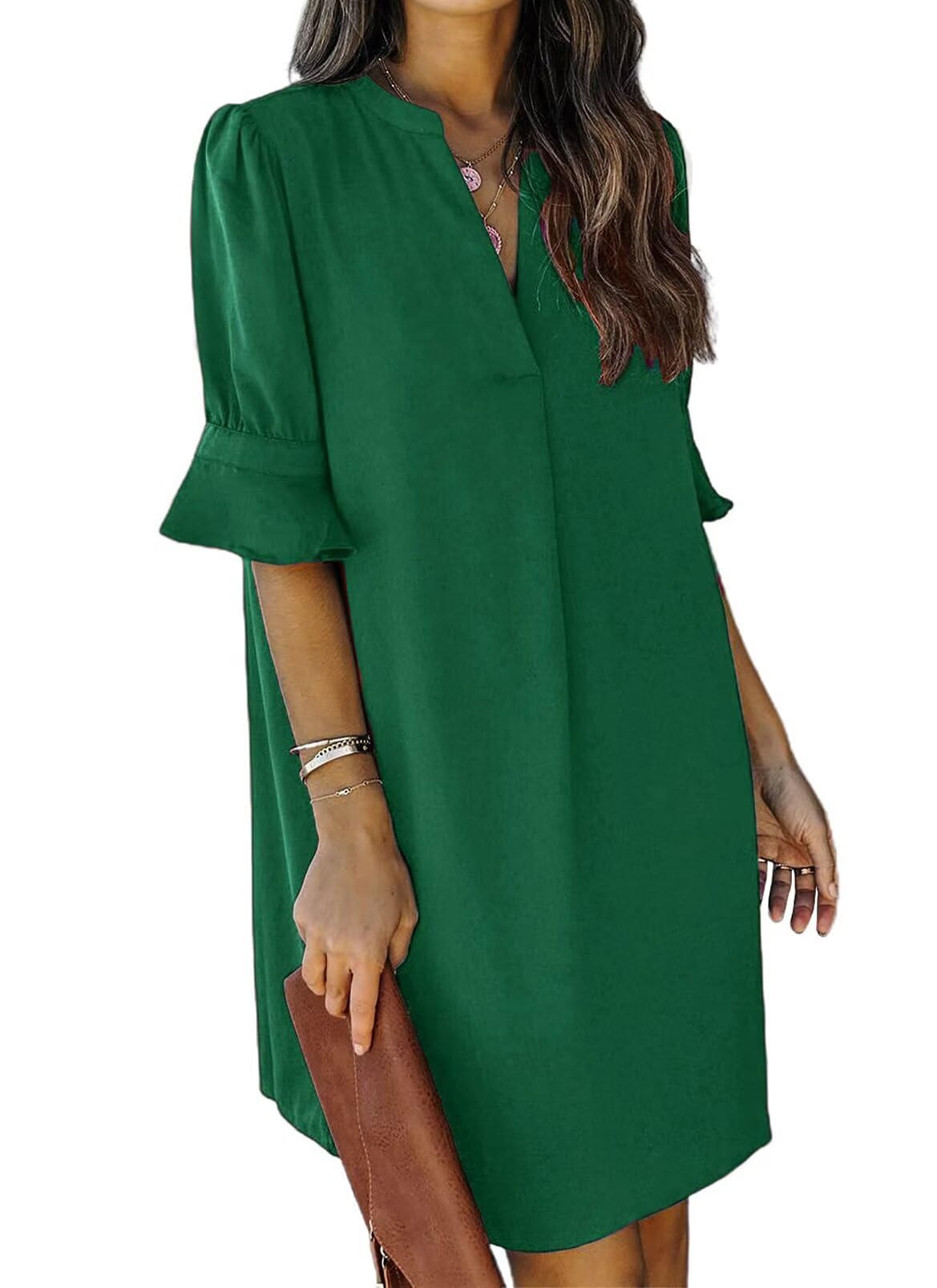 Ruffle Sleeve Shift Dress