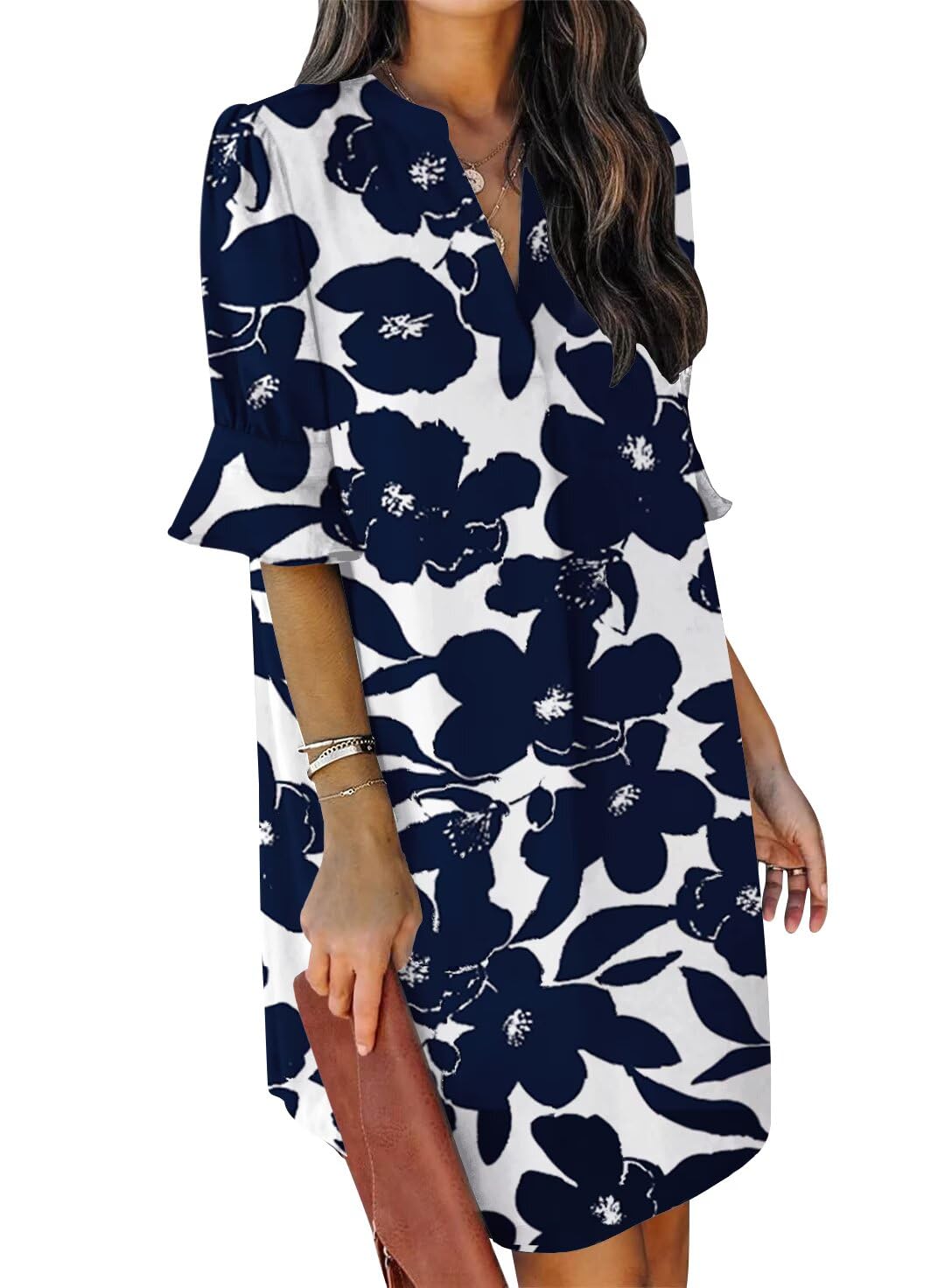 Ruffle Sleeve Shift Dress