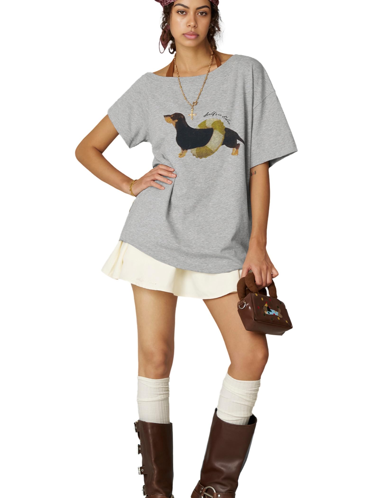 Off Shoulder Graphic T-Shirt