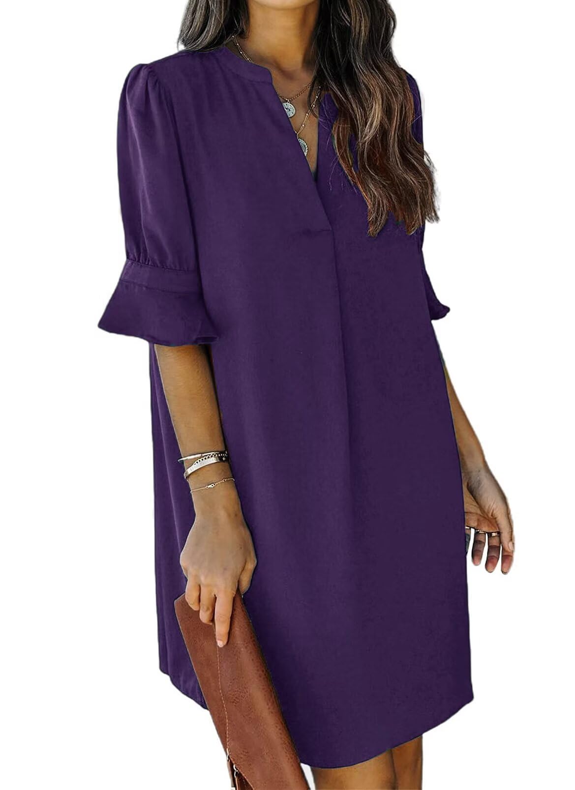Ruffle Sleeve Shift Dress