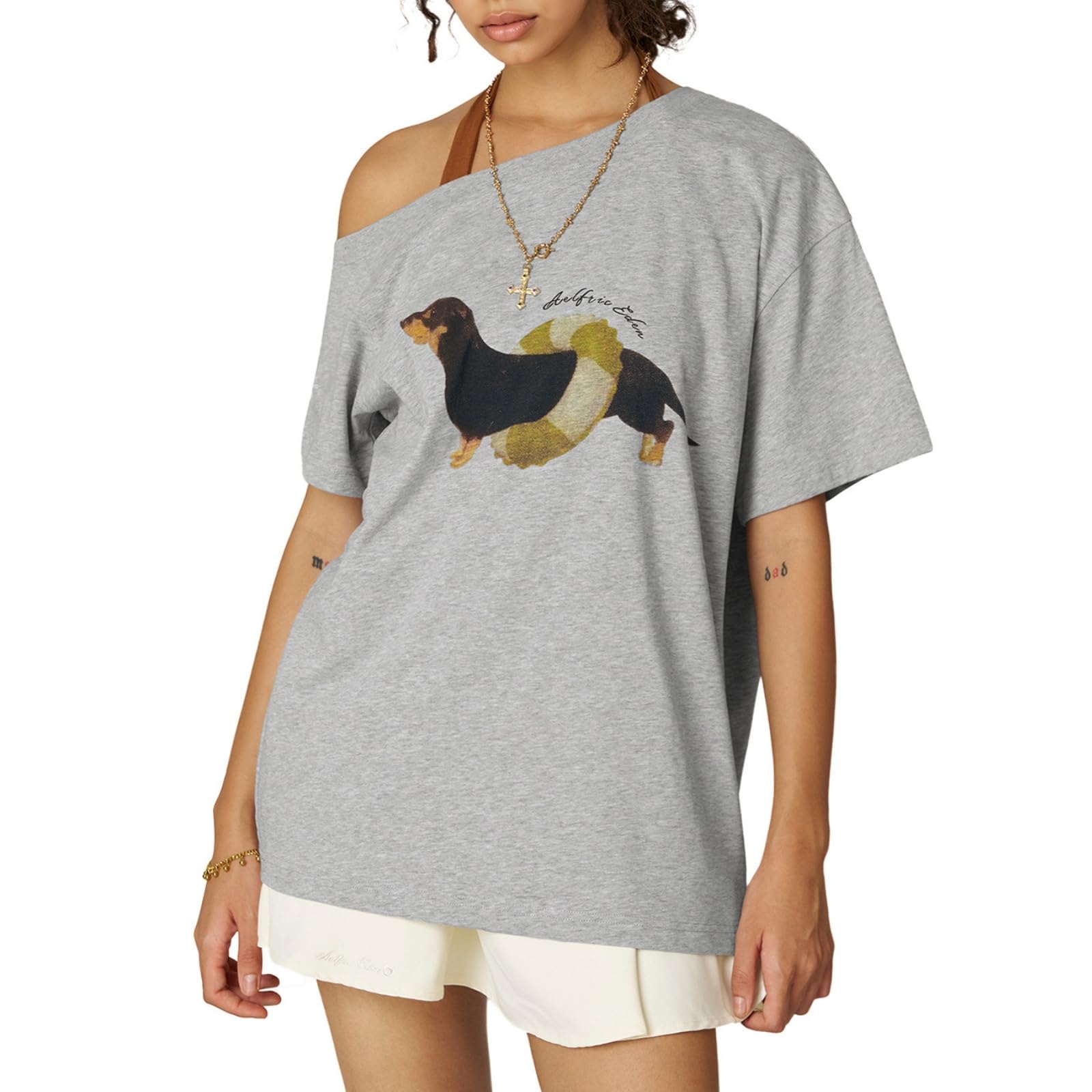 Off Shoulder Graphic T-Shirt