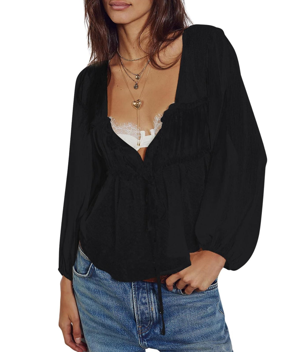 Sheer Lace Batwing Blouse