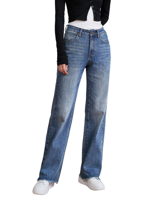 High Waisted Straight Leg Jeans
