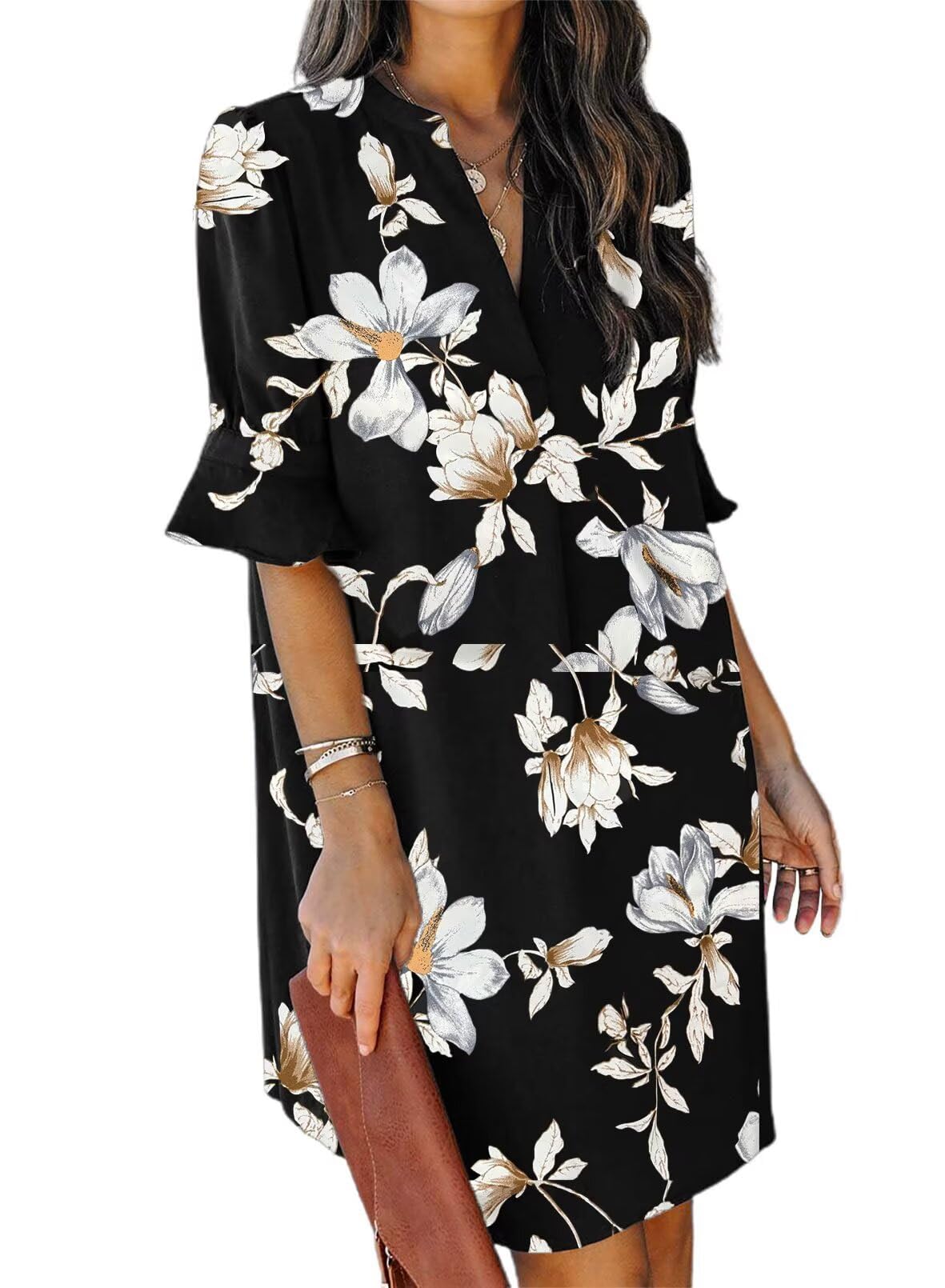 Ruffle Sleeve Shift Dress