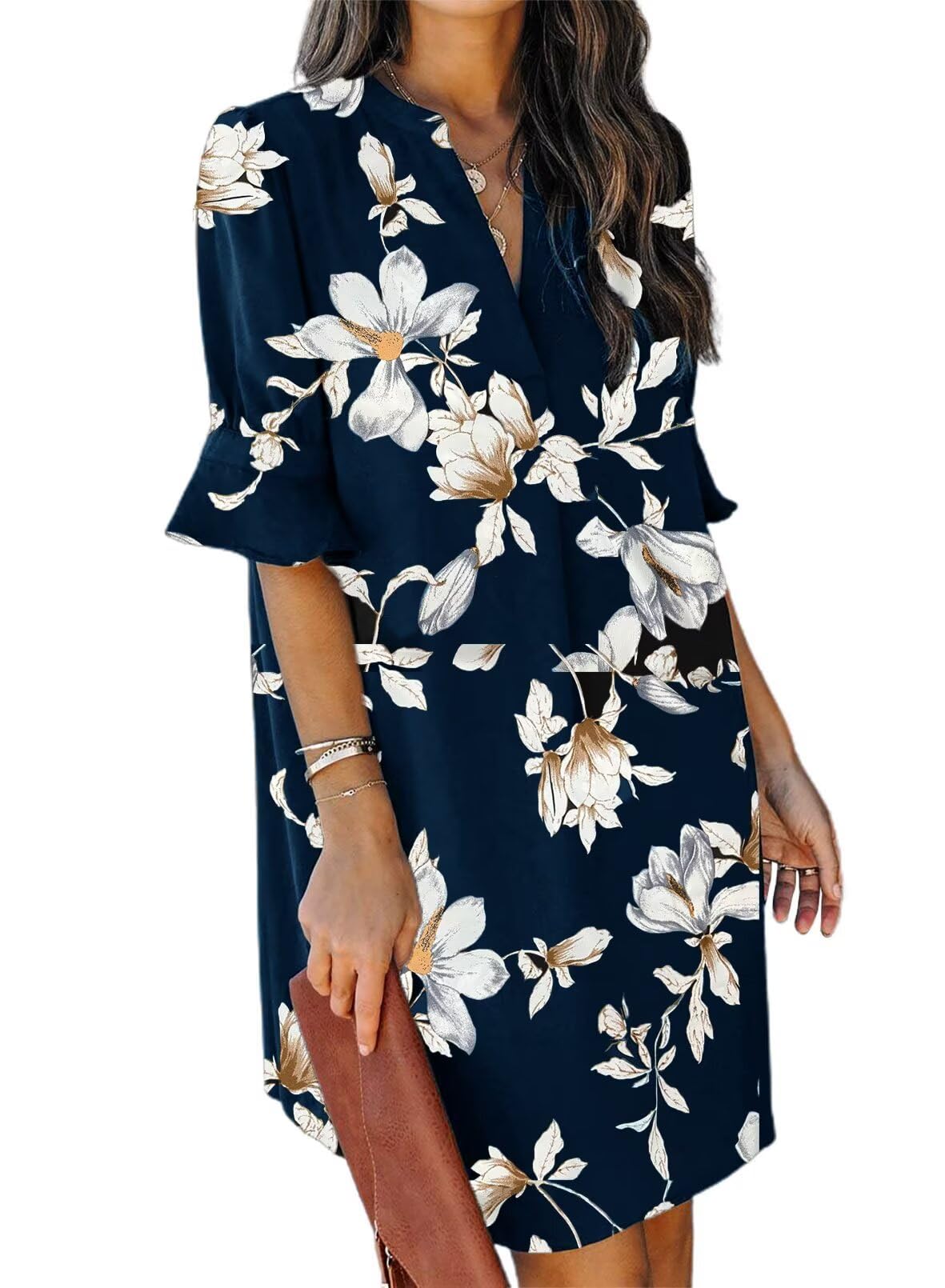 Ruffle Sleeve Shift Dress