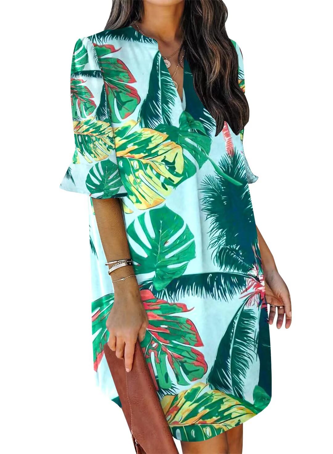 Ruffle Sleeve Shift Dress