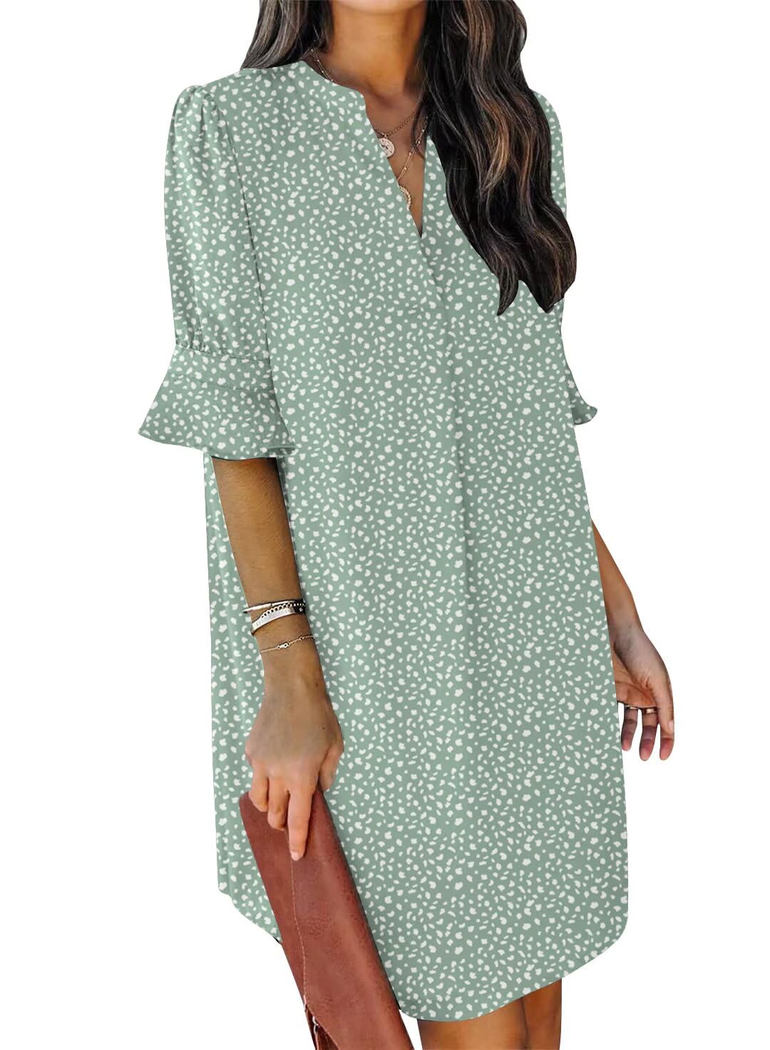 Ruffle Sleeve Shift Dress