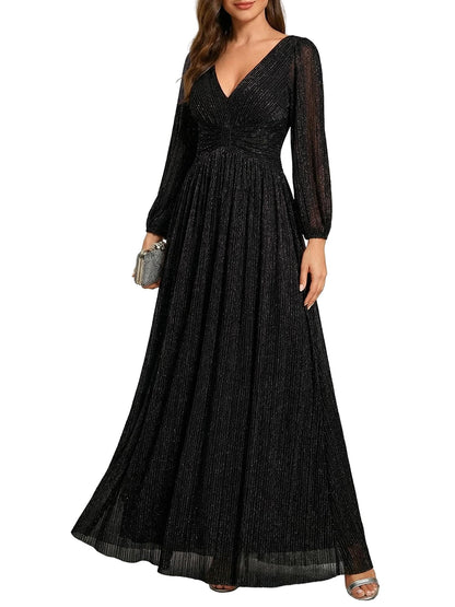 Glitter A-Line Evening Gown