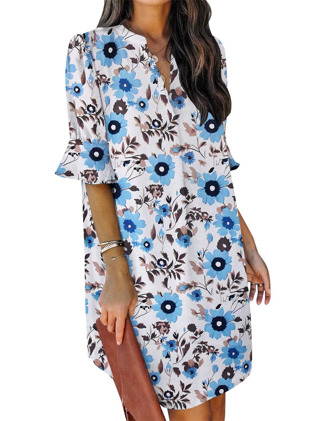 Ruffle Sleeve Shift Dress