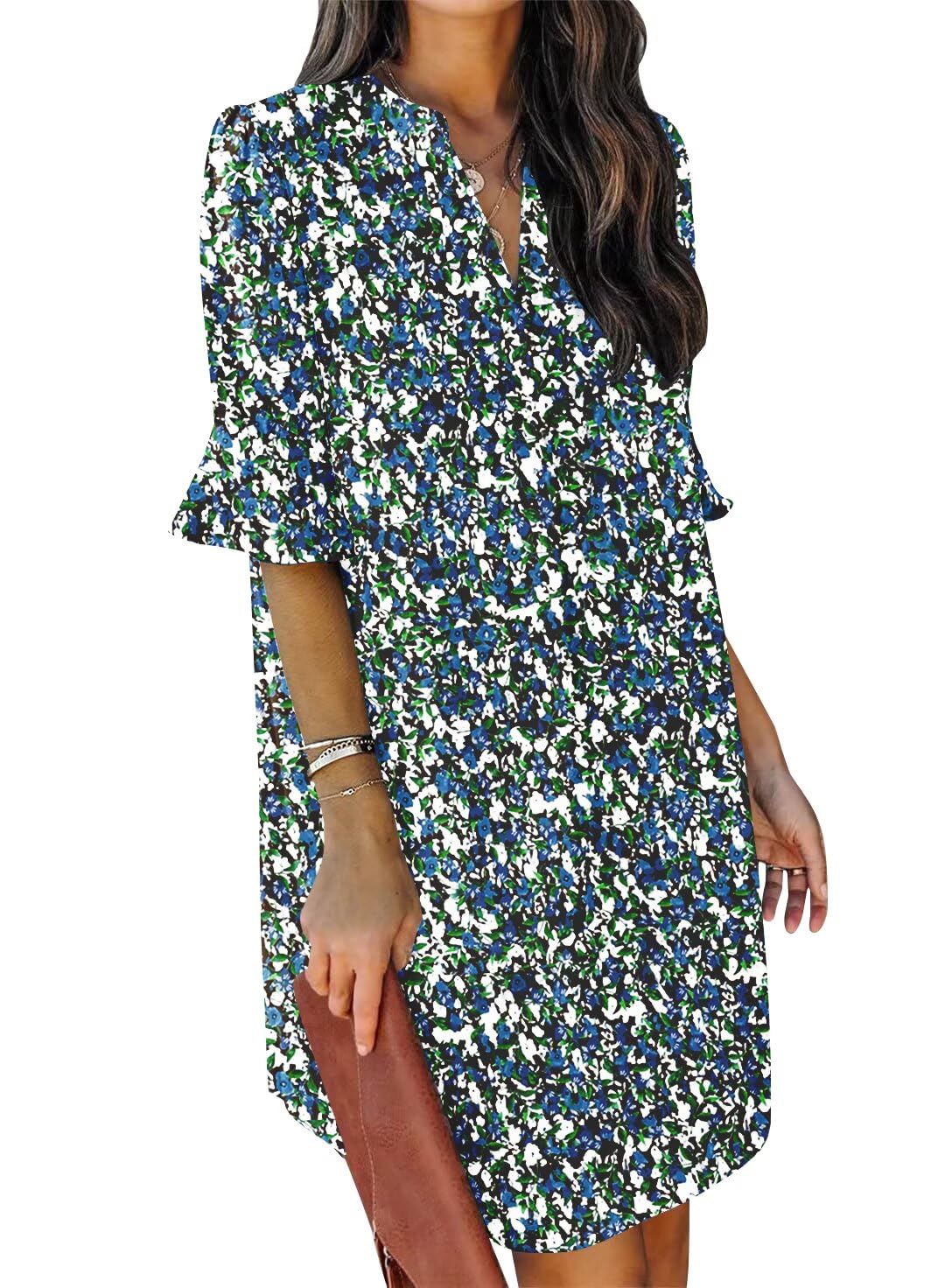 Ruffle Sleeve Shift Dress