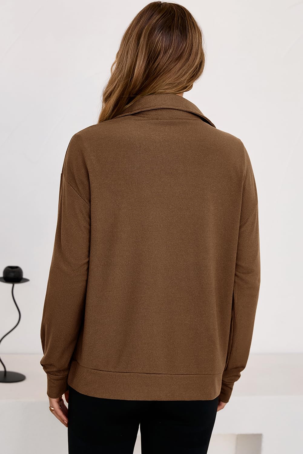 Waffle Knit Half Zip Sweatshirt