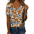 Floral V-Neck Button Blouse
