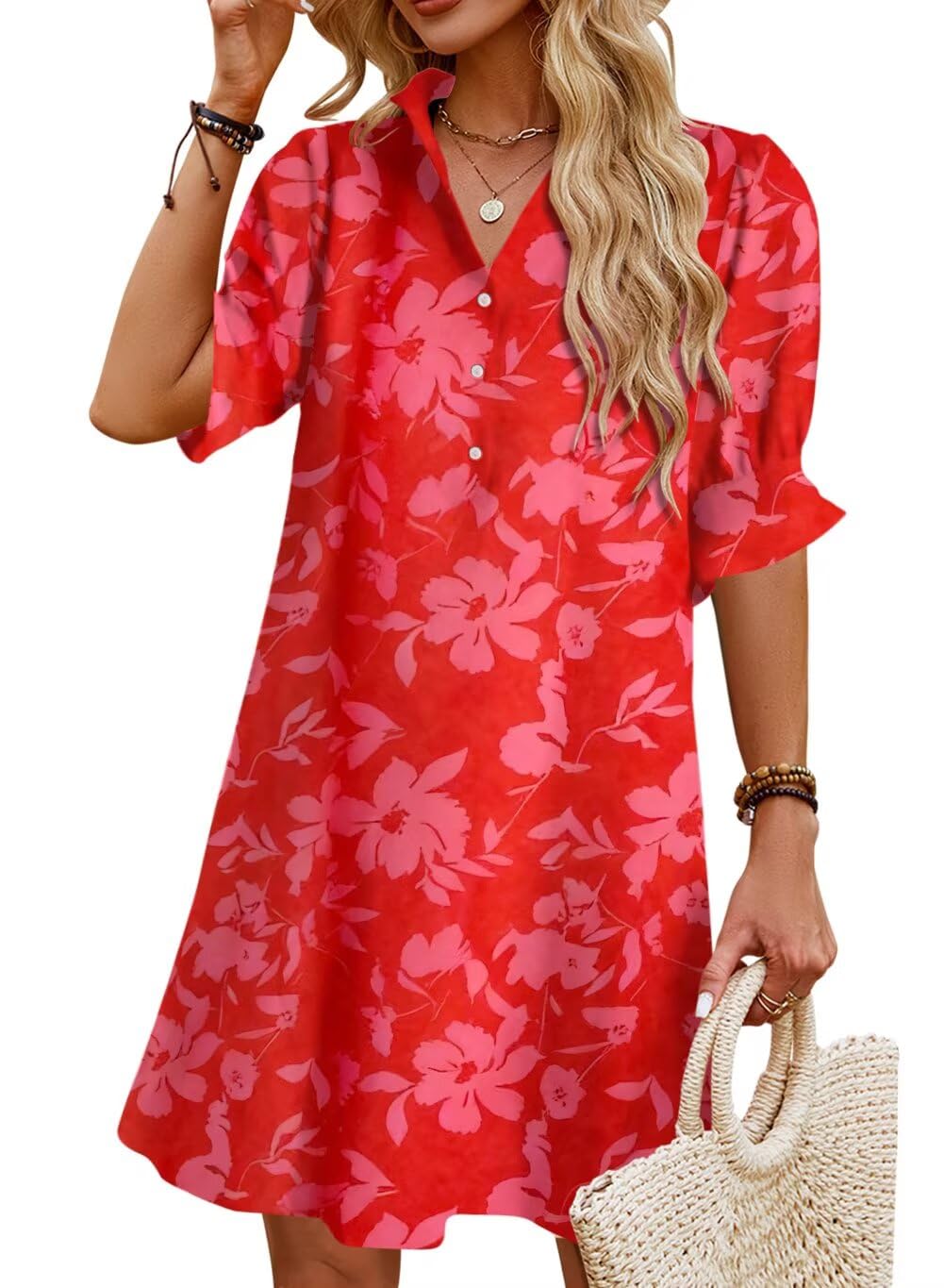 Ruffle Button Down Shirt Dress