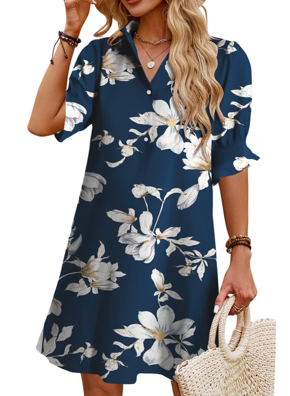 Ruffle Button Down Shirt Dress