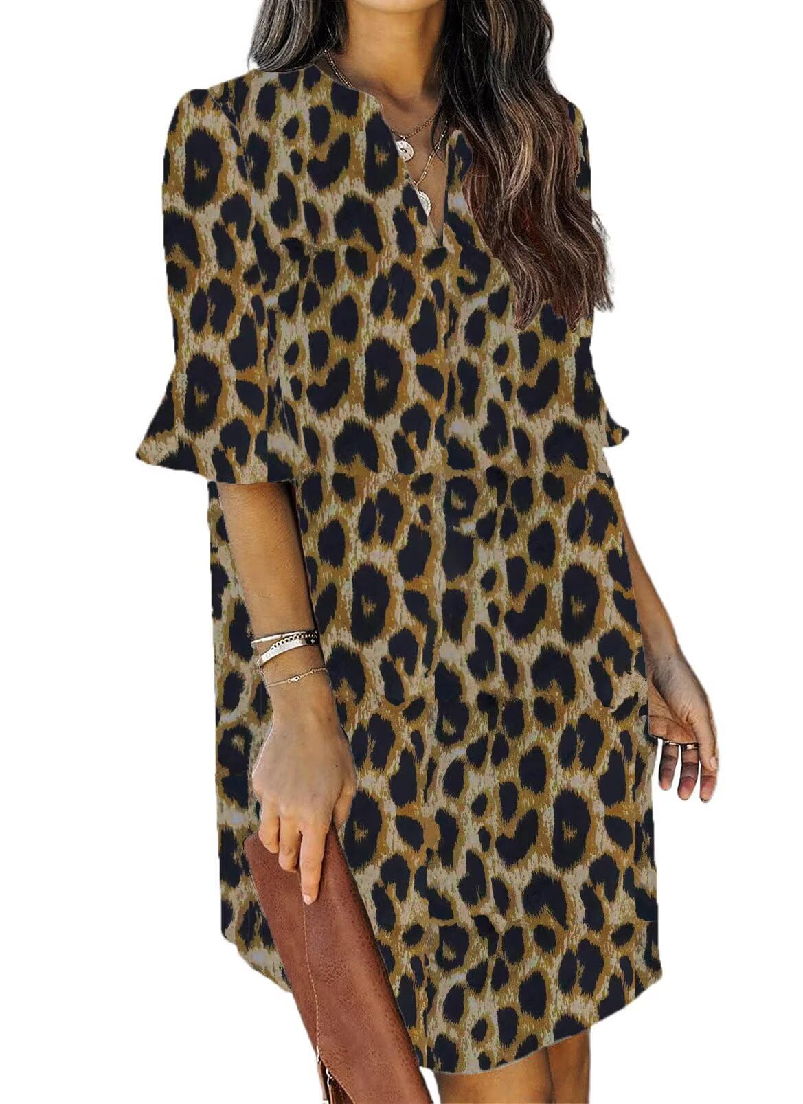 Ruffle Sleeve Shift Dress