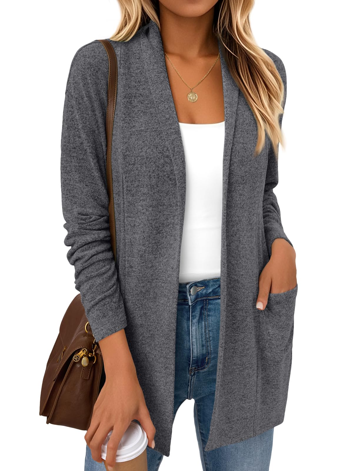 Lightweight Open Front Cardigan