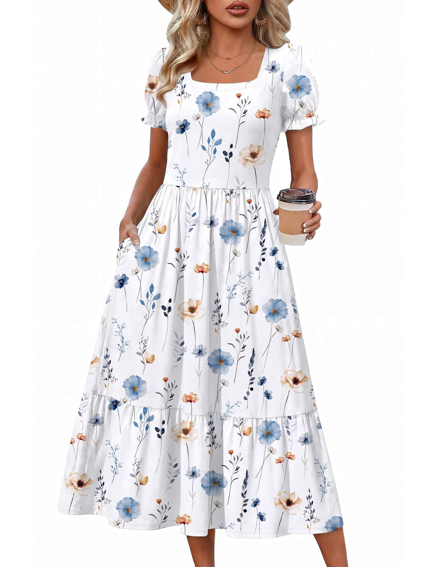 Tiered Flowy Midi Dress