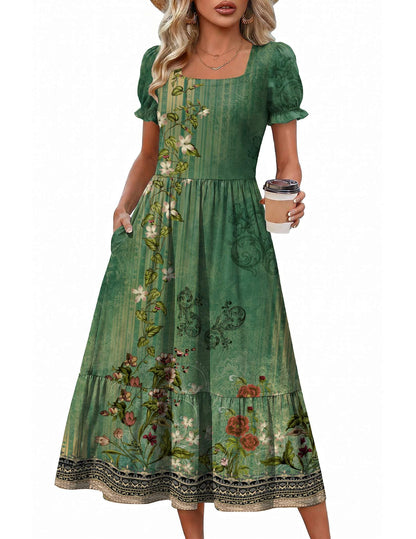 Tiered Flowy Midi Dress