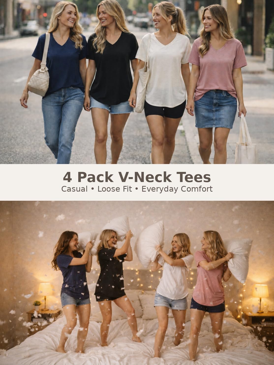4-Pack V-Neck Basic Tees